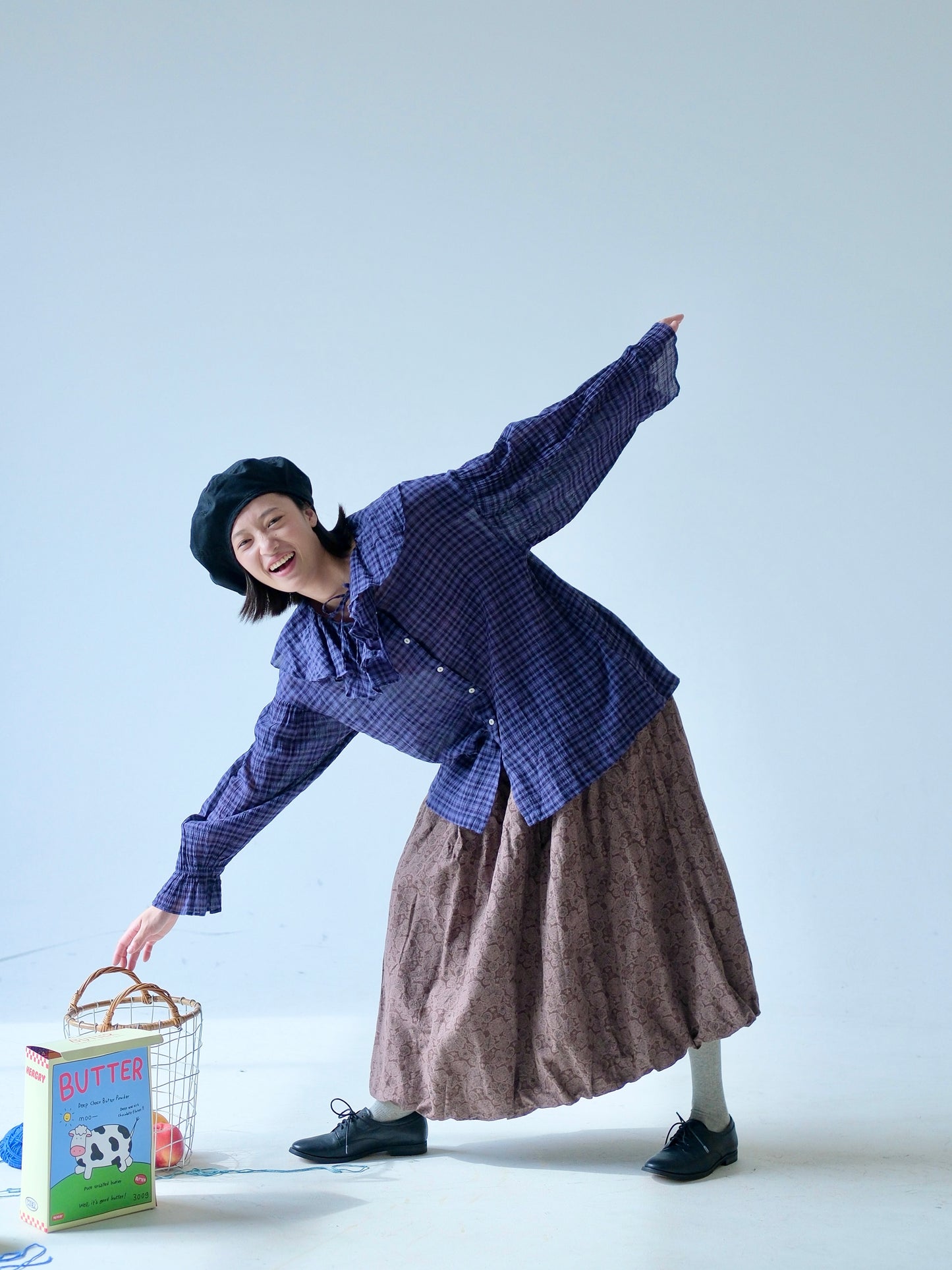 Purple Check Cotton Blouse – Made in Japan
