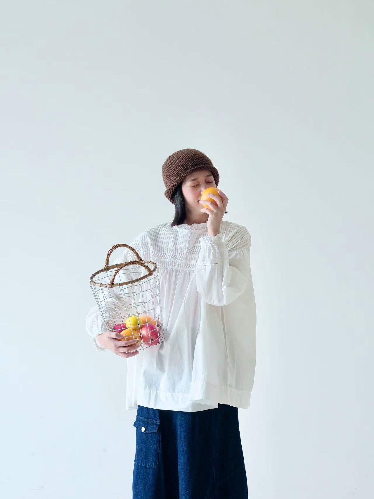 Cotton Smocked Detail Blouse – White