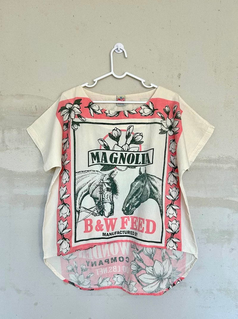 Vintage Thai Cotton Top – Feed Sack Graphic Prints