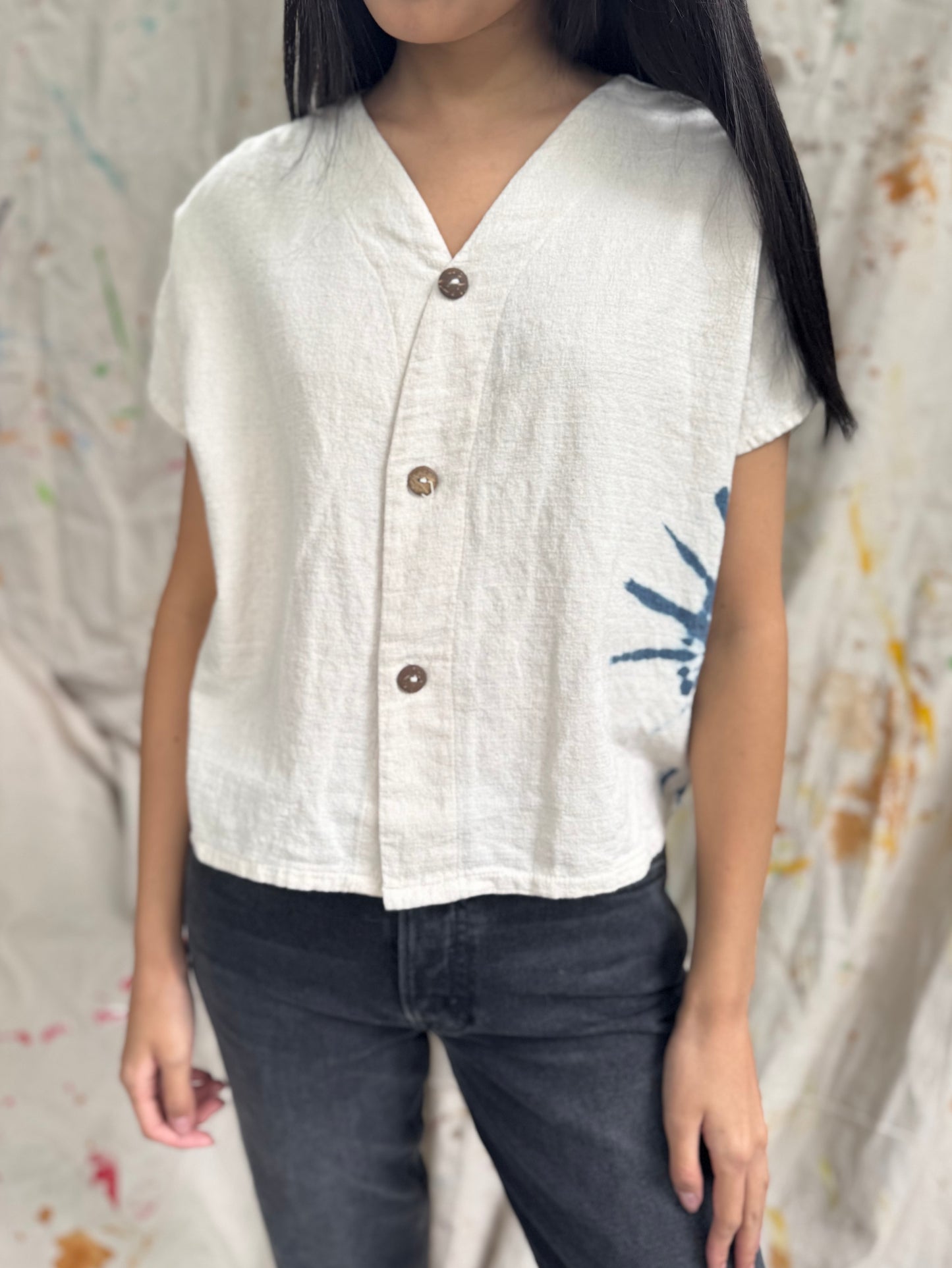 Thai Artisan Indigo Tie-Dye Cotton Top Effortless. Artisan-Made. Sustainable.