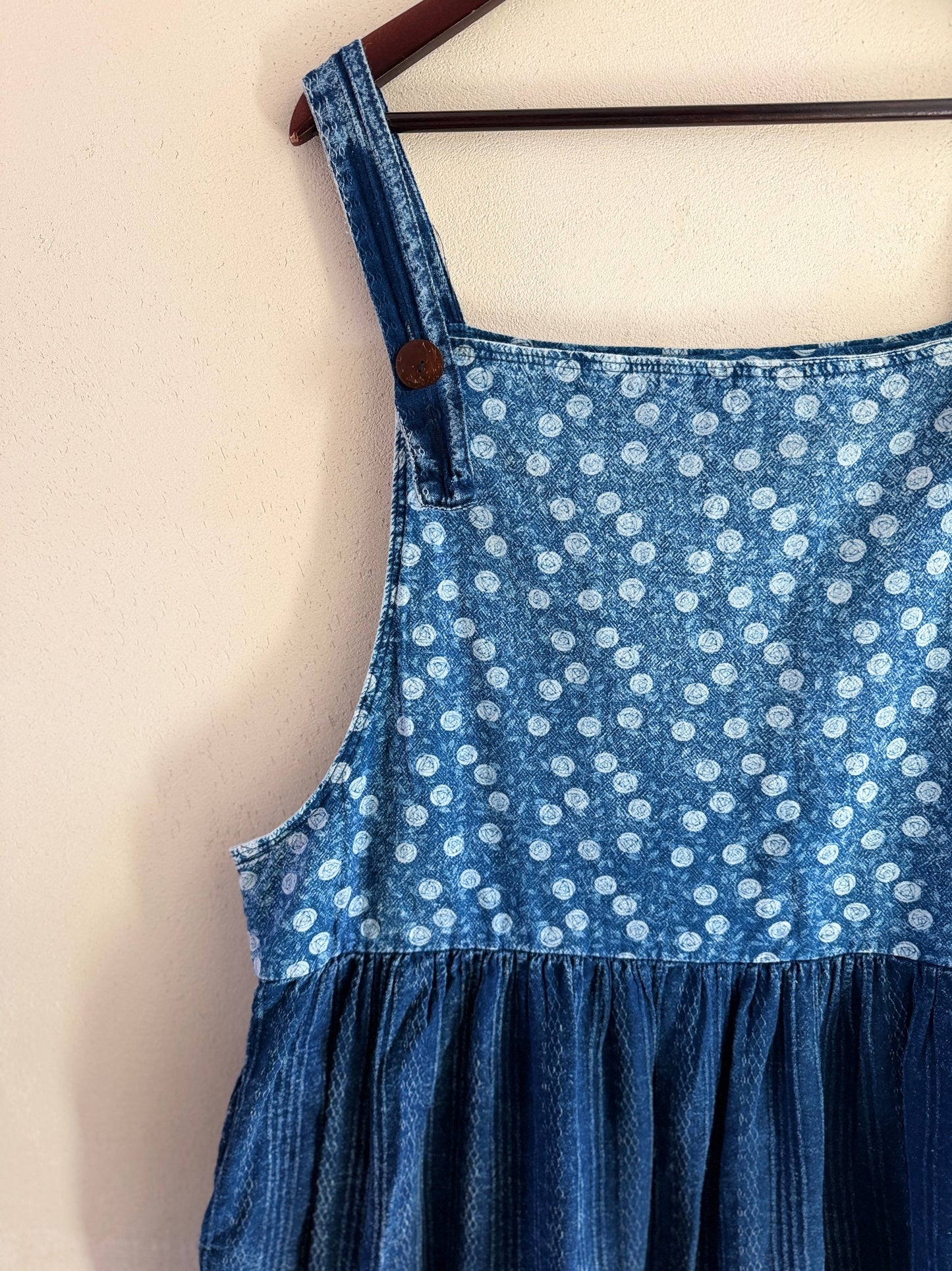Indigo Cotton Pinafore Dress – Handmade Layering Denim Dress | BoHo Bronte (Made in Thailand)