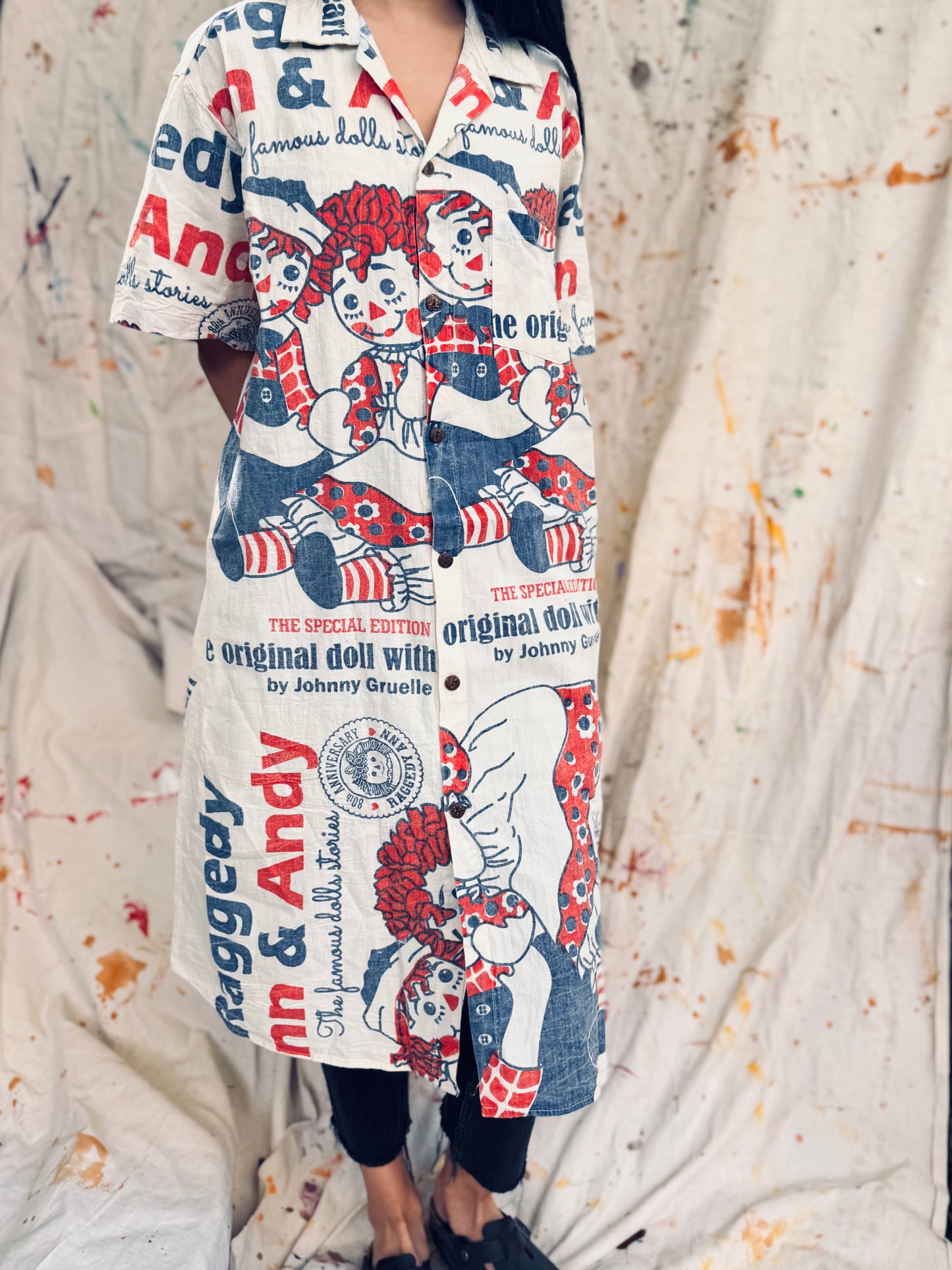 Thailand Vintage Sack Dress – Raggedy Ann & Andy Print