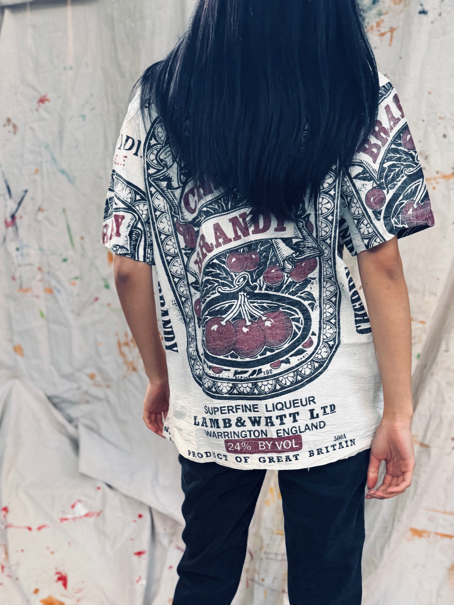 Thailand Vintage Sack Shirt – Cherry Brandy Print