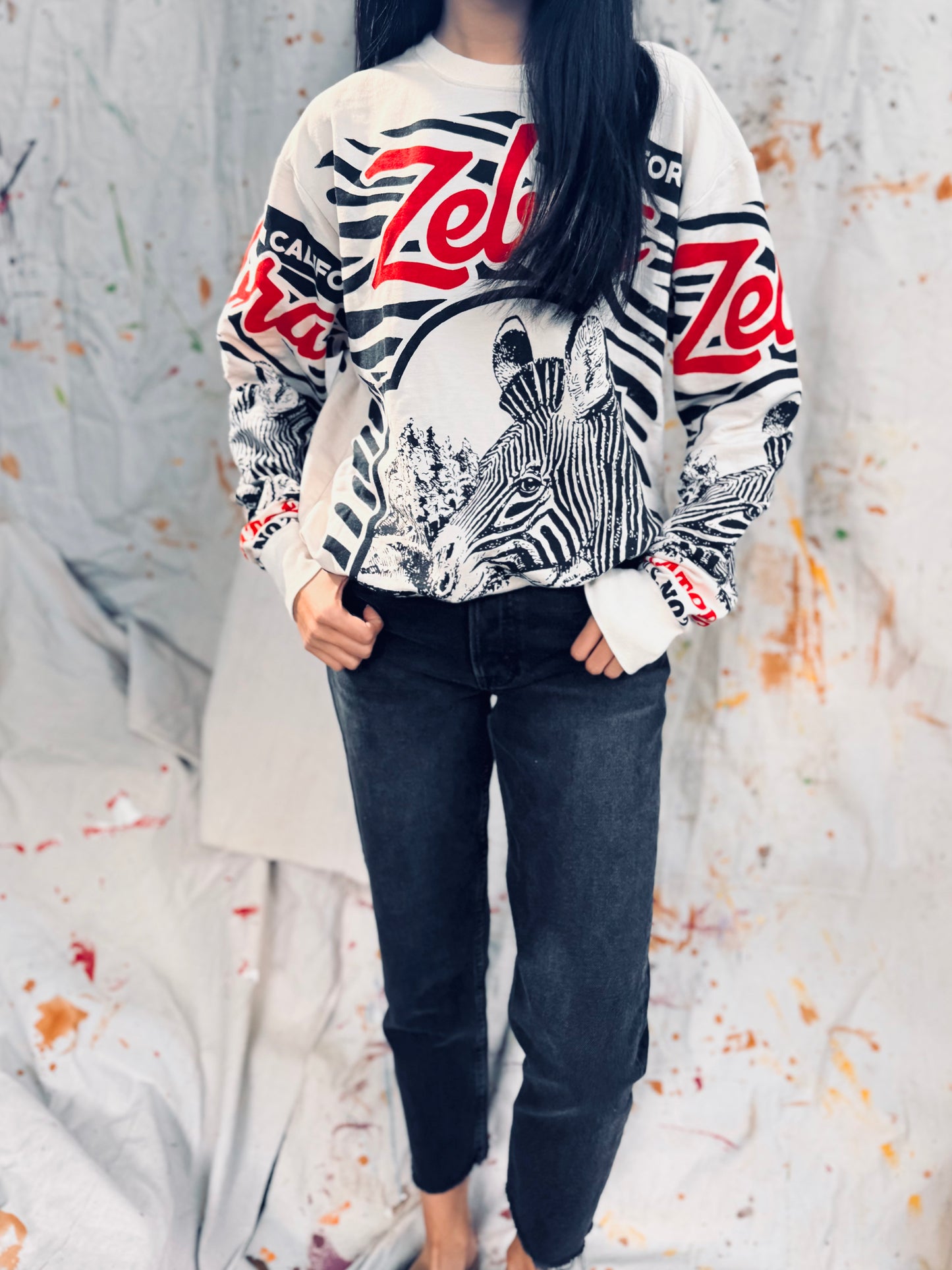 Zebra California Graphic Sweatshirt – Retro Street Style