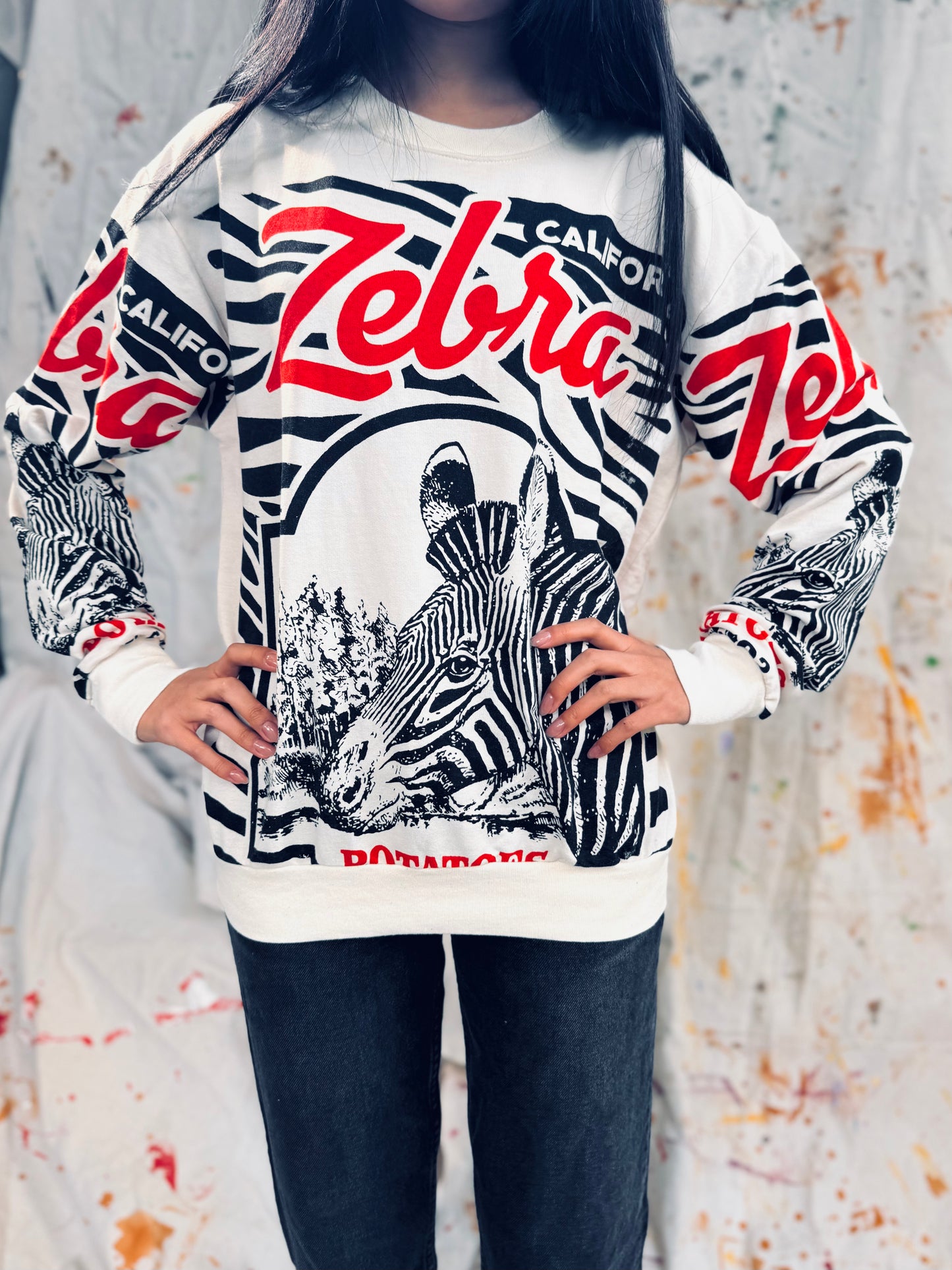 Zebra California Graphic Sweatshirt – Retro Street Style