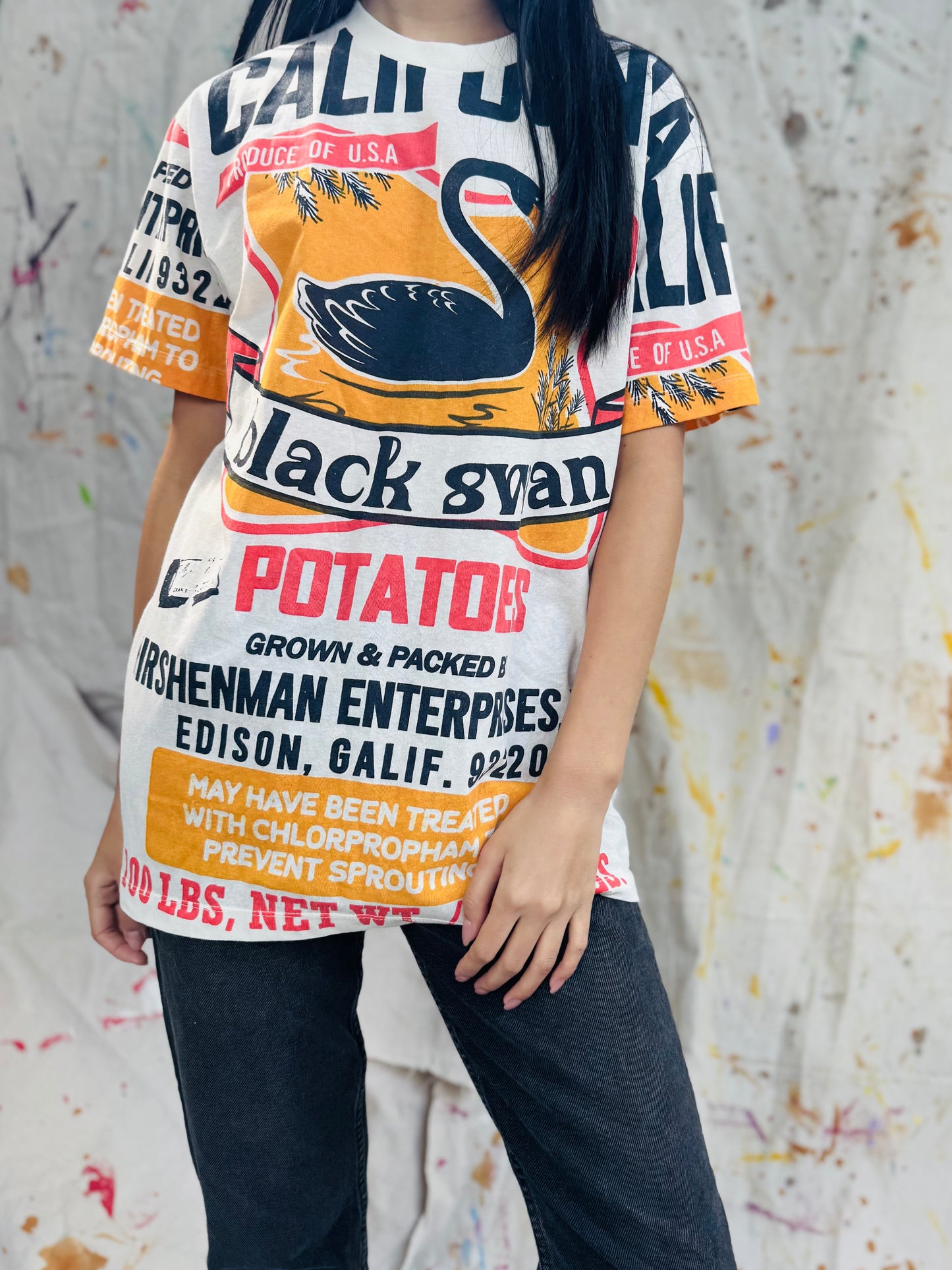 Black Swan Vintage Graphic Tee – Retro Potato Brand Print