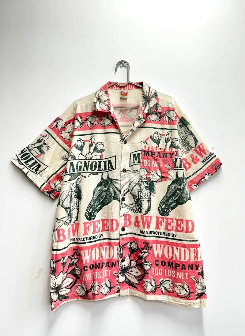 Thai Vintage Sack Bag Shirts –Retro Art Print Cotton Shirts (XL/XXL | Exclusive for BoHo Bronte
