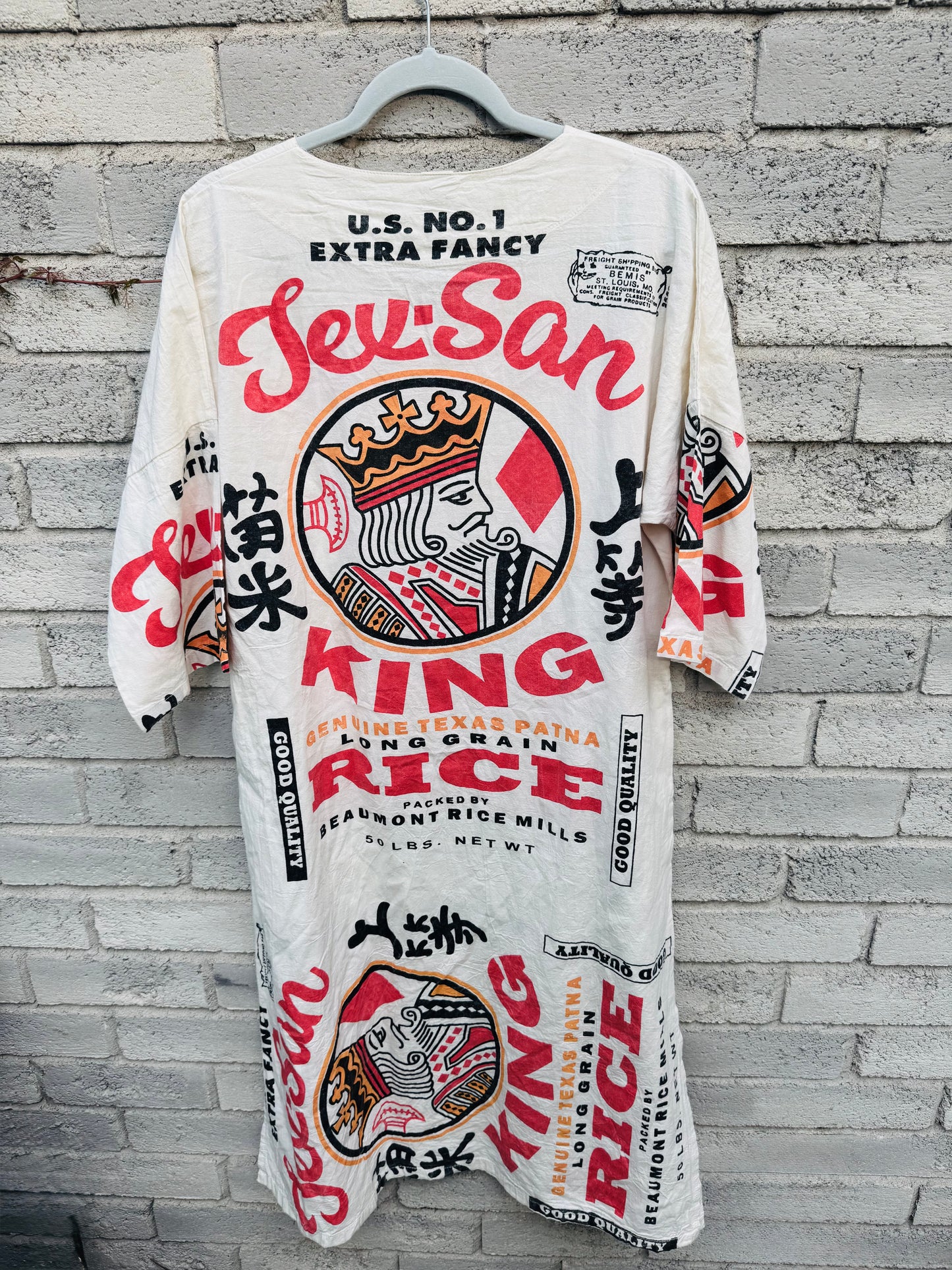 Vintage “King Rice” Graphic Maxi Dress – Oversized Sack Print Edition