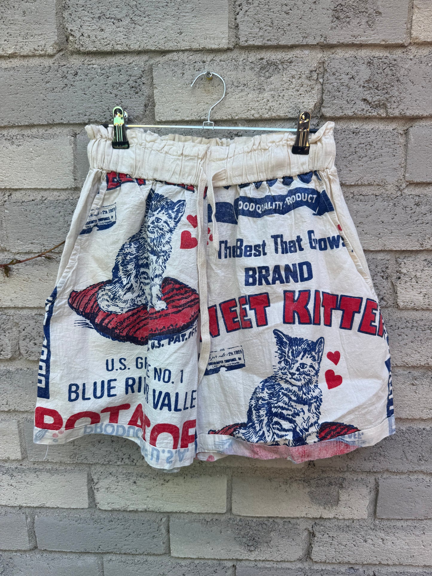 Vintage Patch Print Washed Cotton Shorts – Easy Summer Style