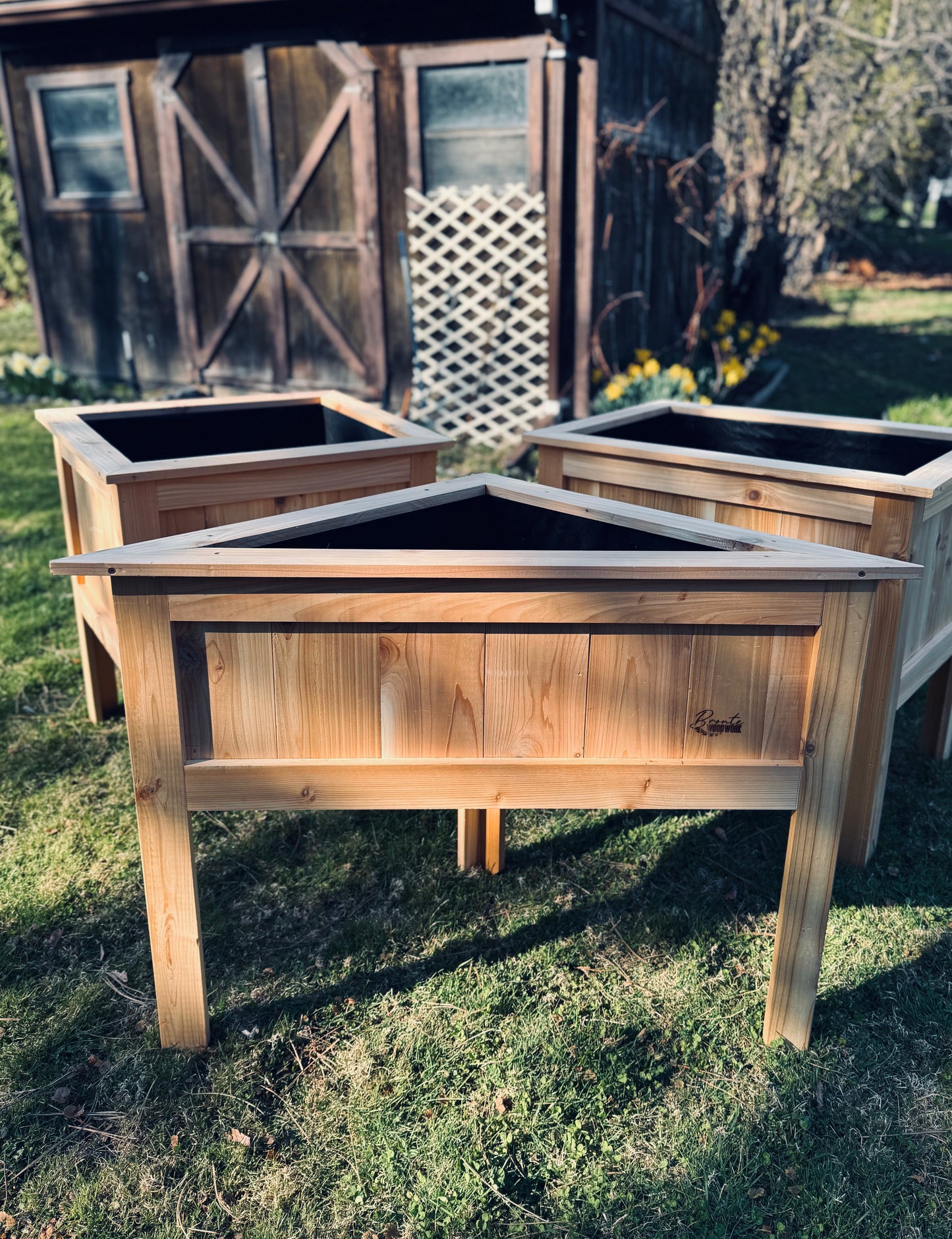 Custom Cedar Triangle Planter – Perfect Corner Fit (Starting at $280)