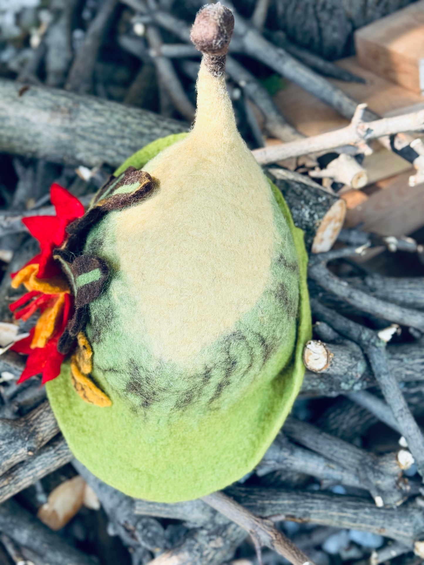 Autumn Leaves Felt Hat – Handmade in Nepal from 100% Wool