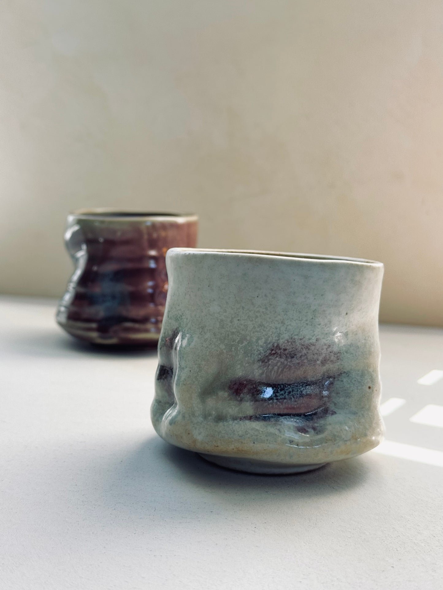 Rustic Wavy Stoneware Cup – Coarse Pottery (230ml)