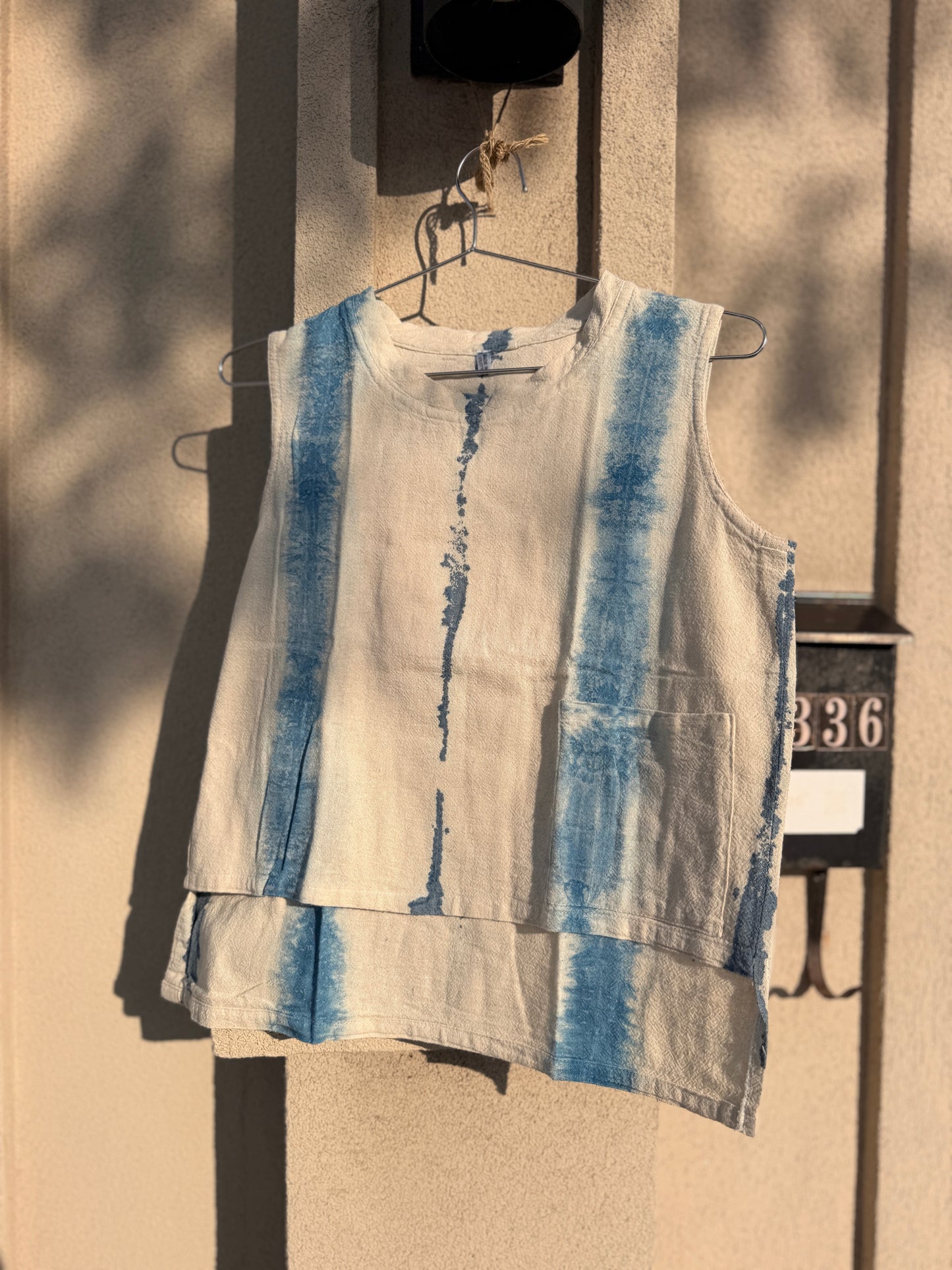 Hand-Dyed Indigo Cotton Sleeveless Top | Natural Plant Dye | One of a Kind