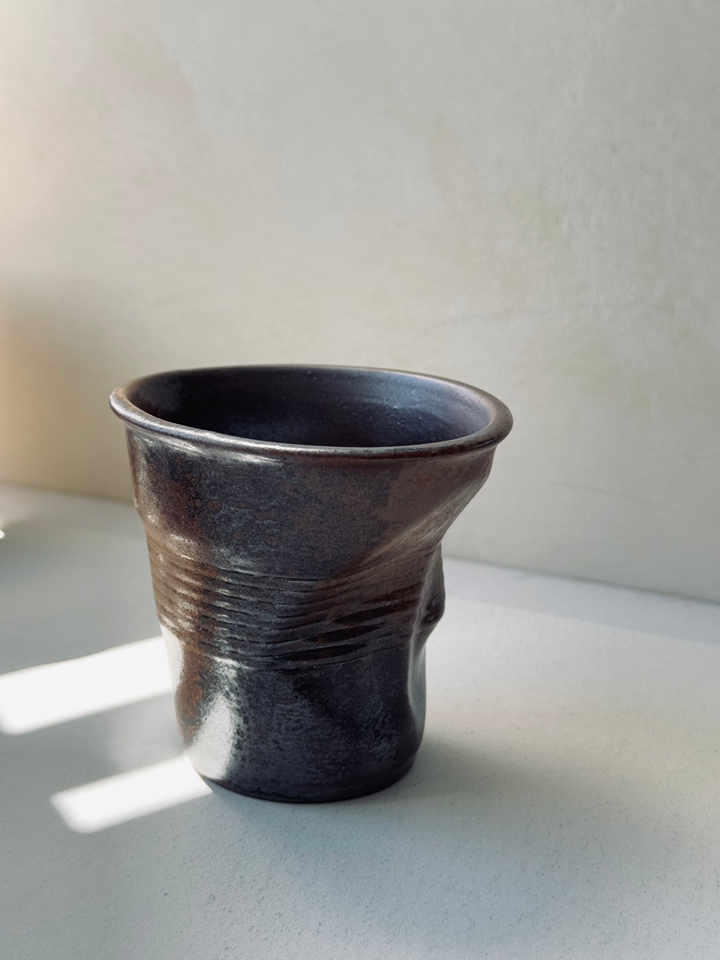 Rustic Gradient Stoneware Tumbler – Burnt Brown & Charcoal (220ml)
