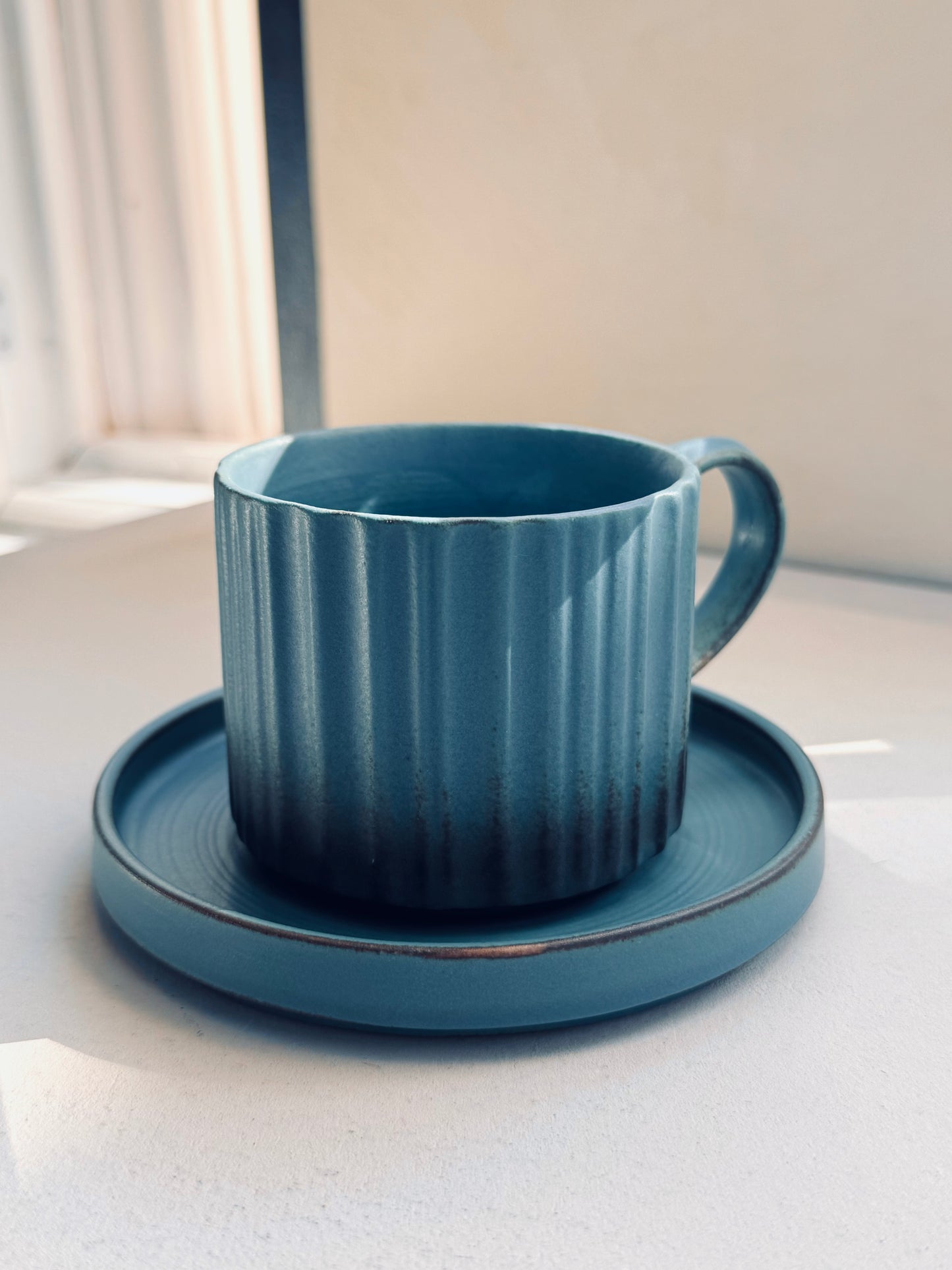 Blue Ceramic Cup & Saucer Set – 230ml