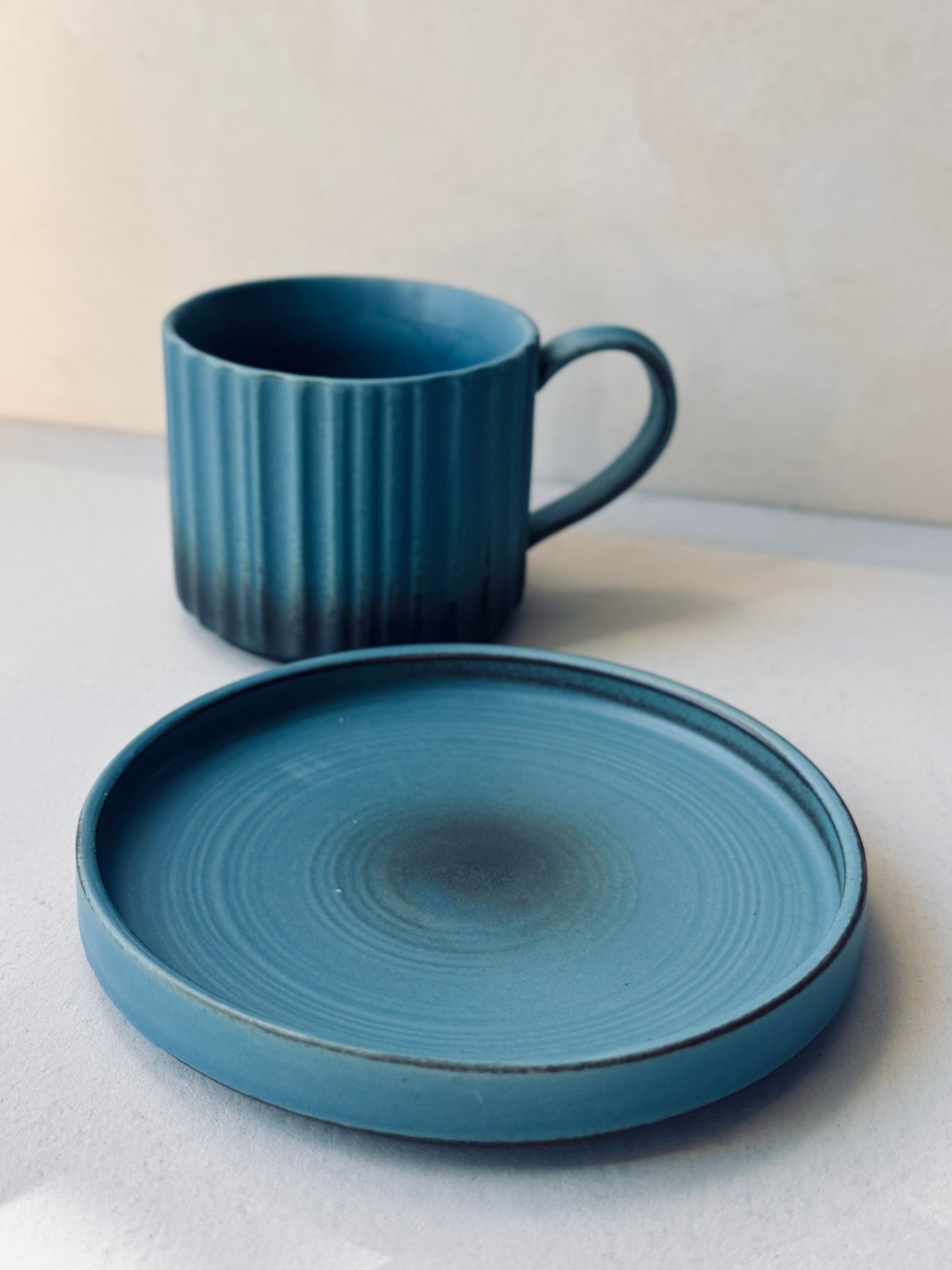 Blue Ceramic Cup & Saucer Set – 230ml