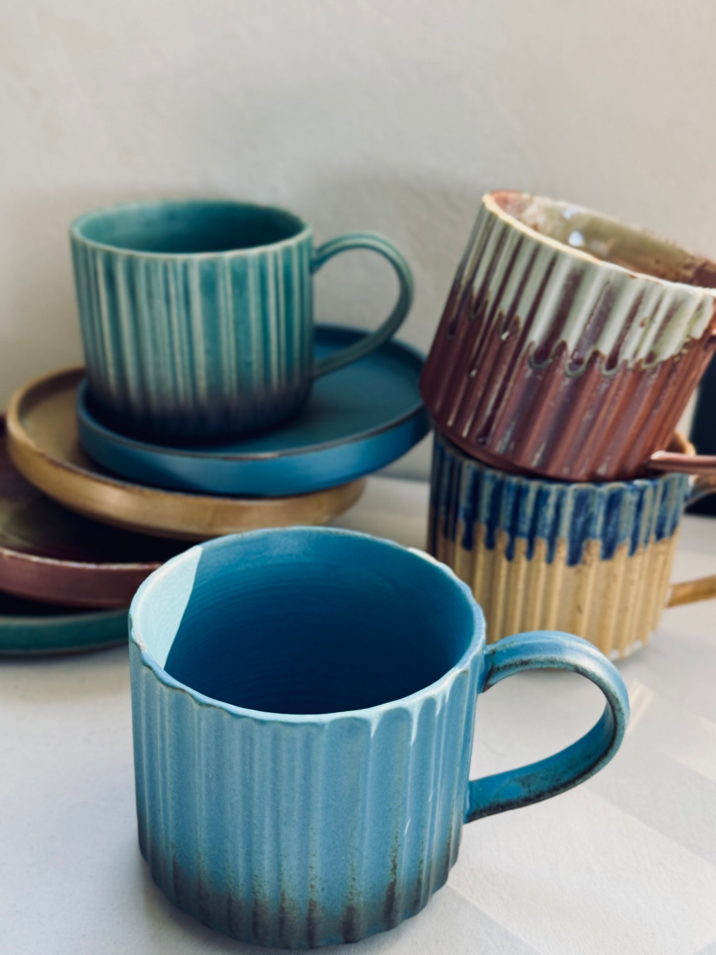 Blue Ceramic Cup & Saucer Set – 230ml