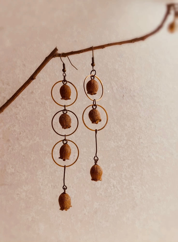 “Bell Bloom” Earrings – Natural Bell Pod & Antique Bronze Hook
