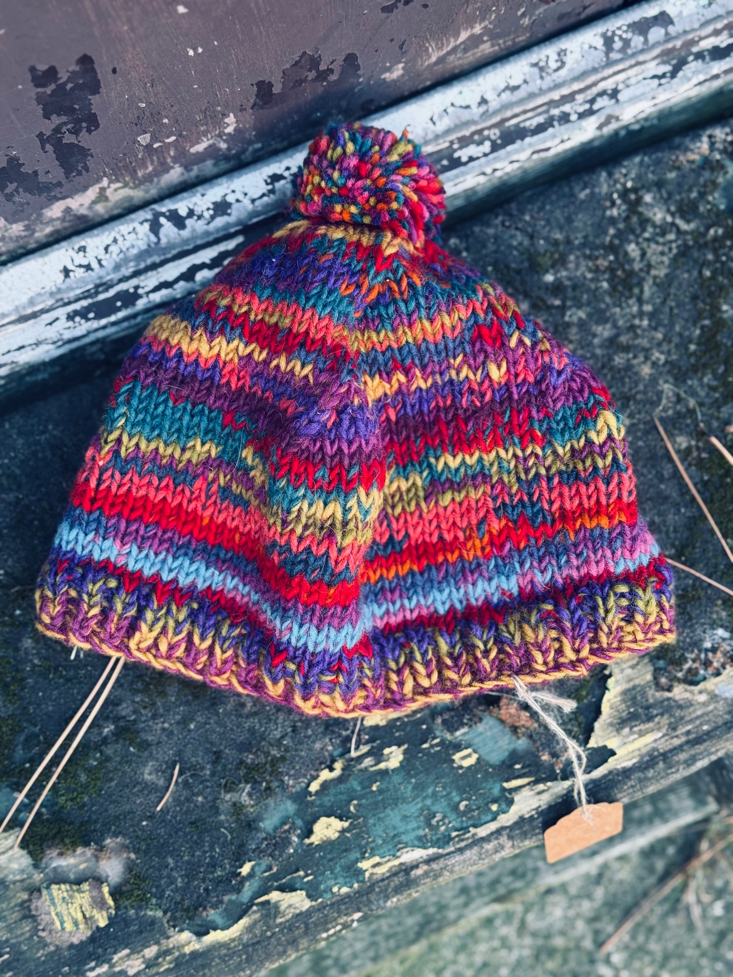 🔥 “Festival Glow” Wool Knit Hat – Handmade in Nepal 🇳🇵