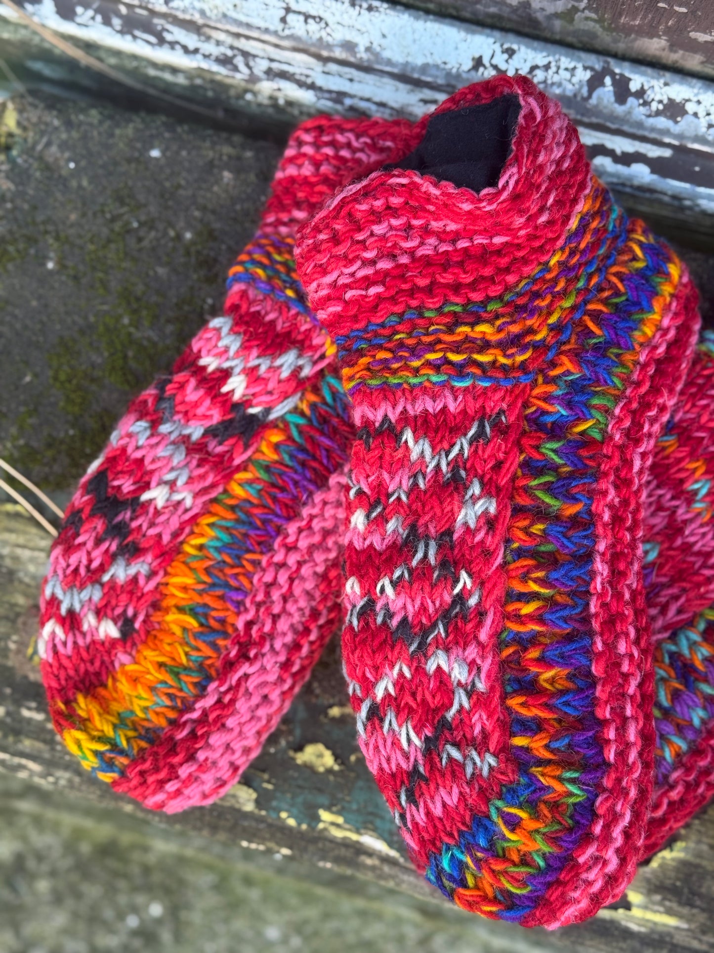 Handmade Wool Slippers – Warm Red Edition