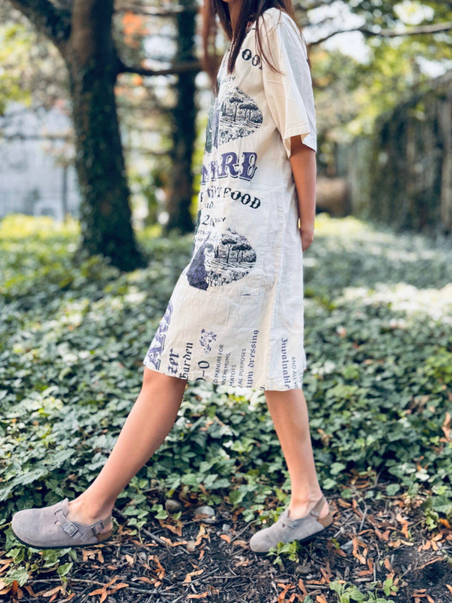 Vintage Vineyard Print Washed Cotton Dress