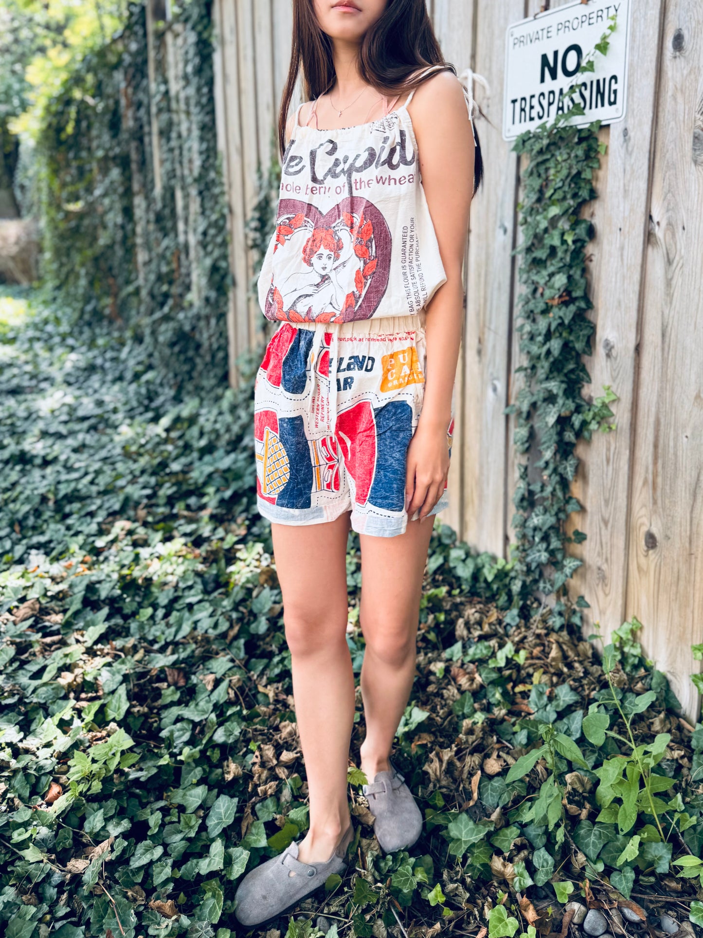 Vintage Cupid Print Washed Cotton Cami