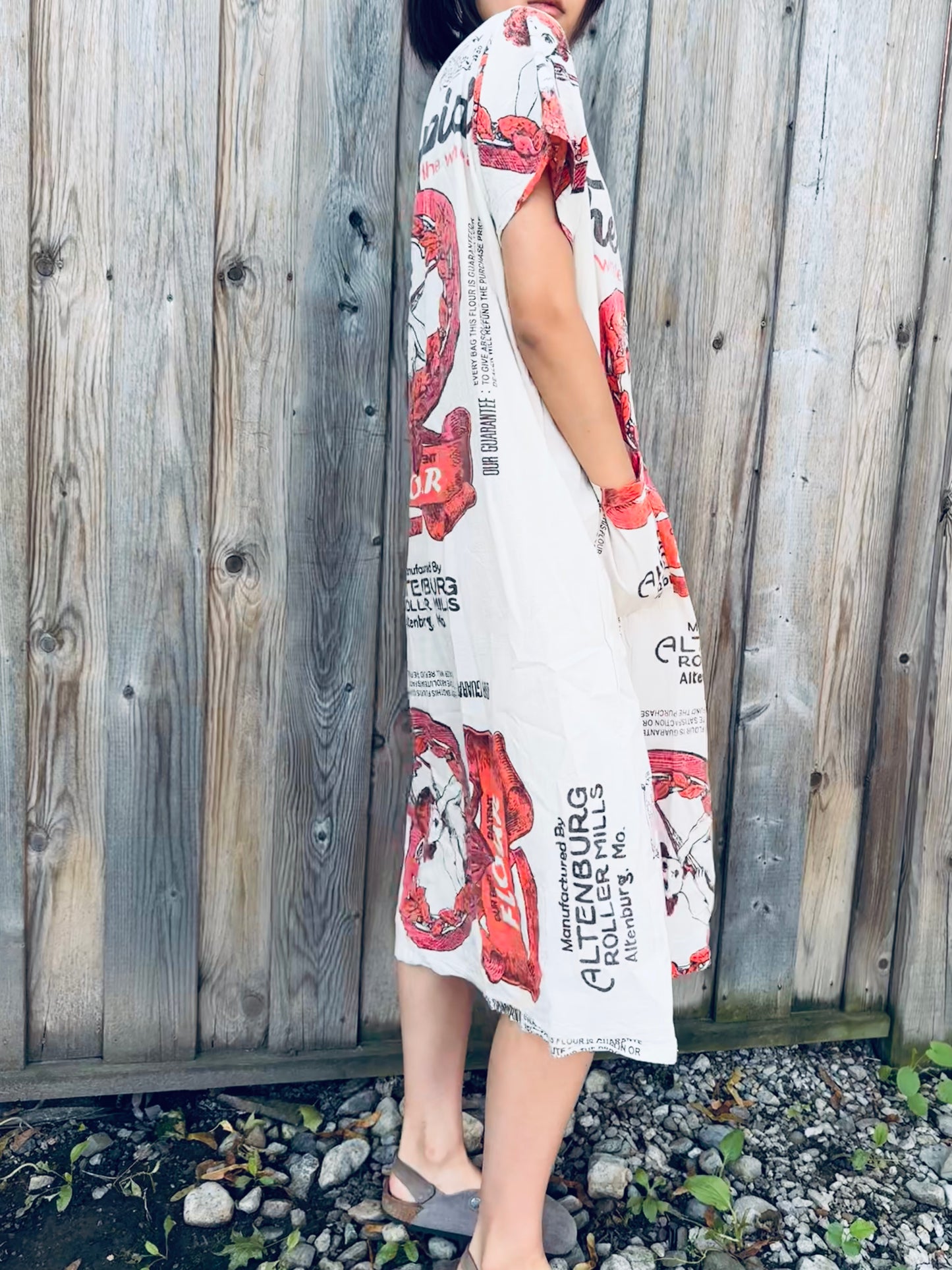 Vintage Cupid Print Washed Cotton Dress – Oversized