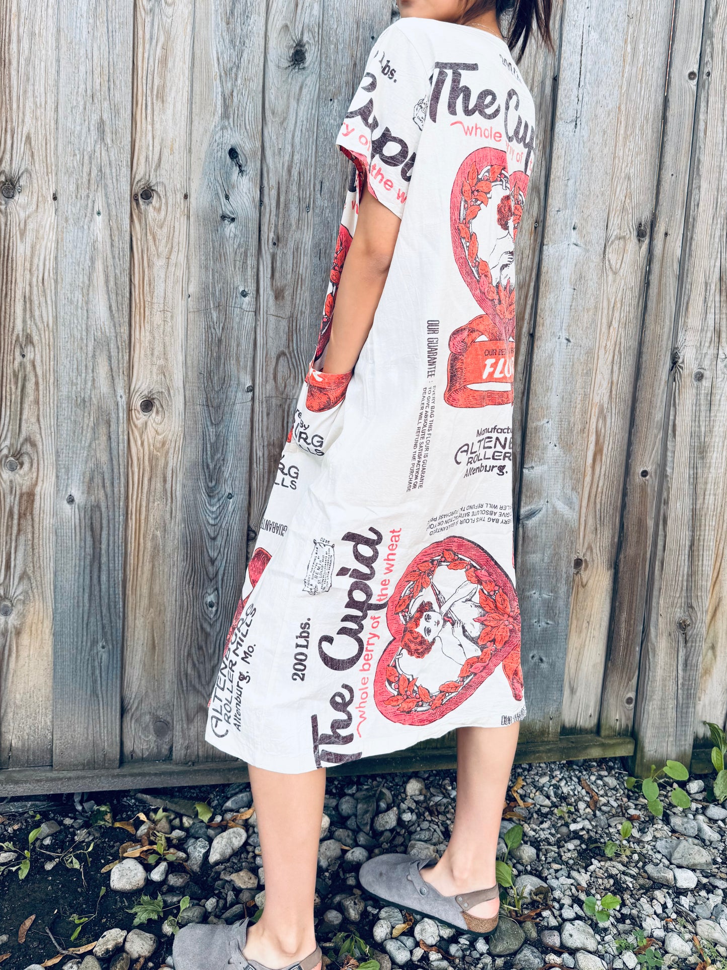 Vintage Cupid Print Washed Cotton Dress – Oversized