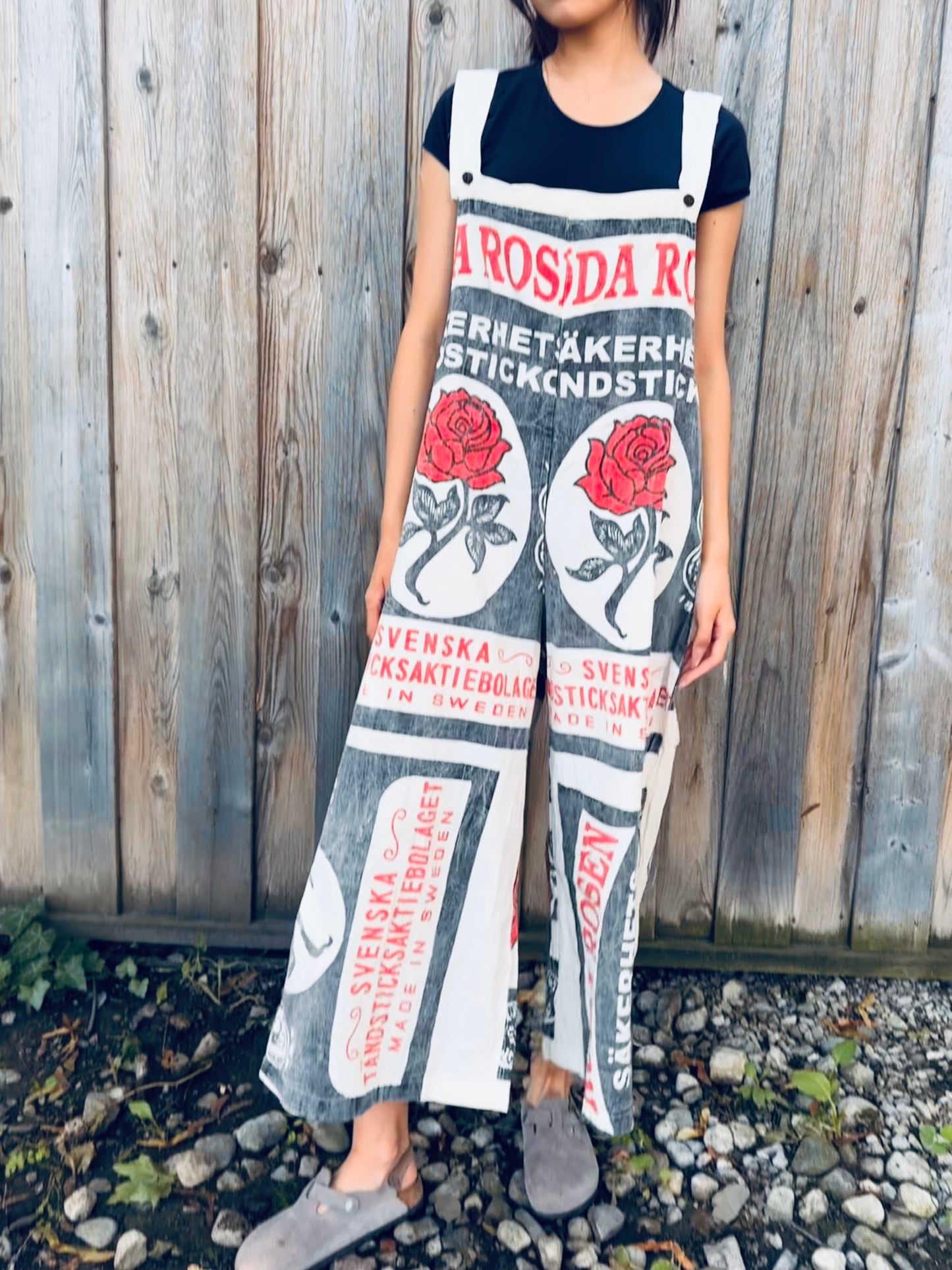 Vintage Rose Print Washed Cotton Overalls – Oversized