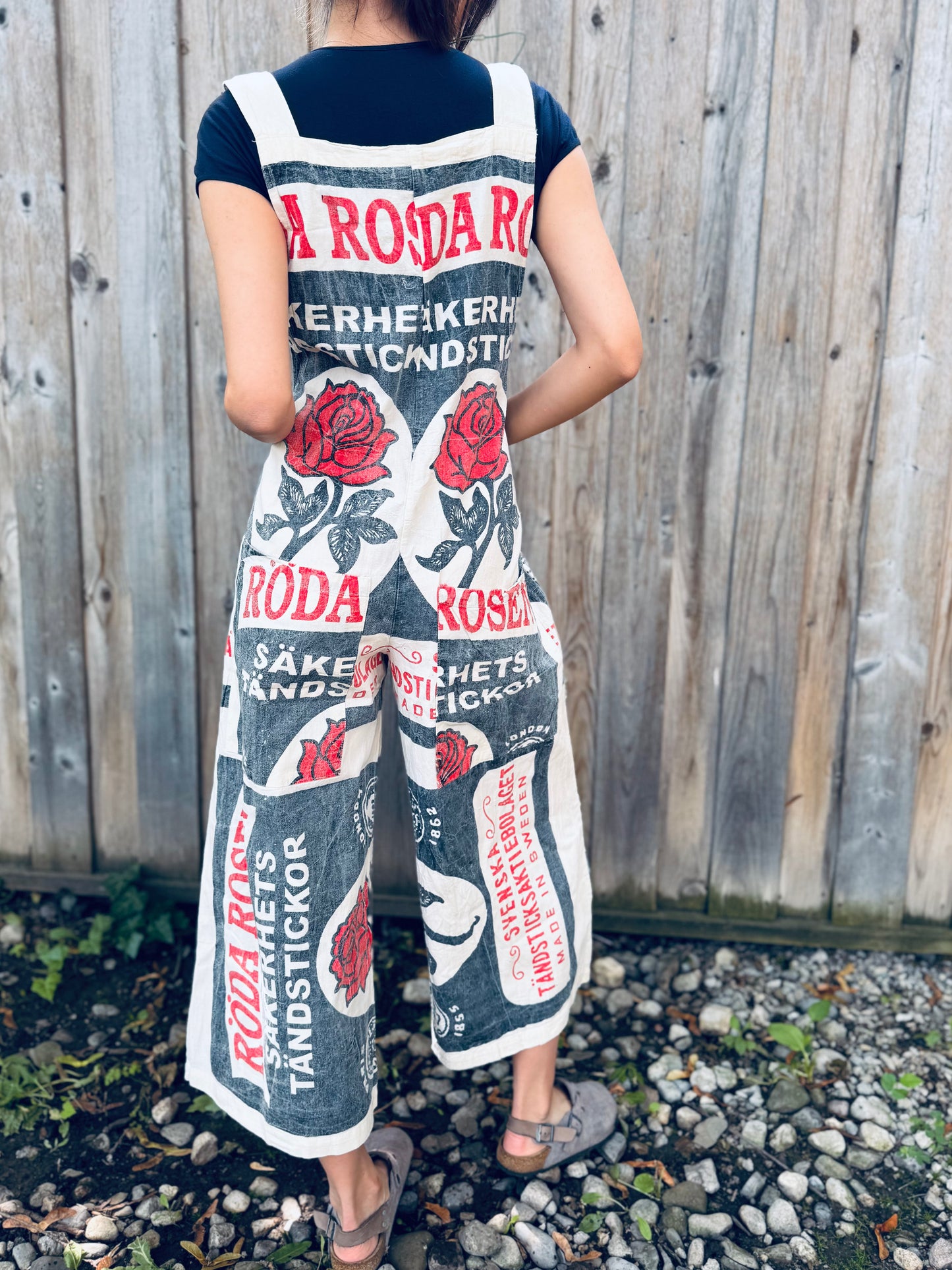 Vintage Rose Print Washed Cotton Overalls – Oversized