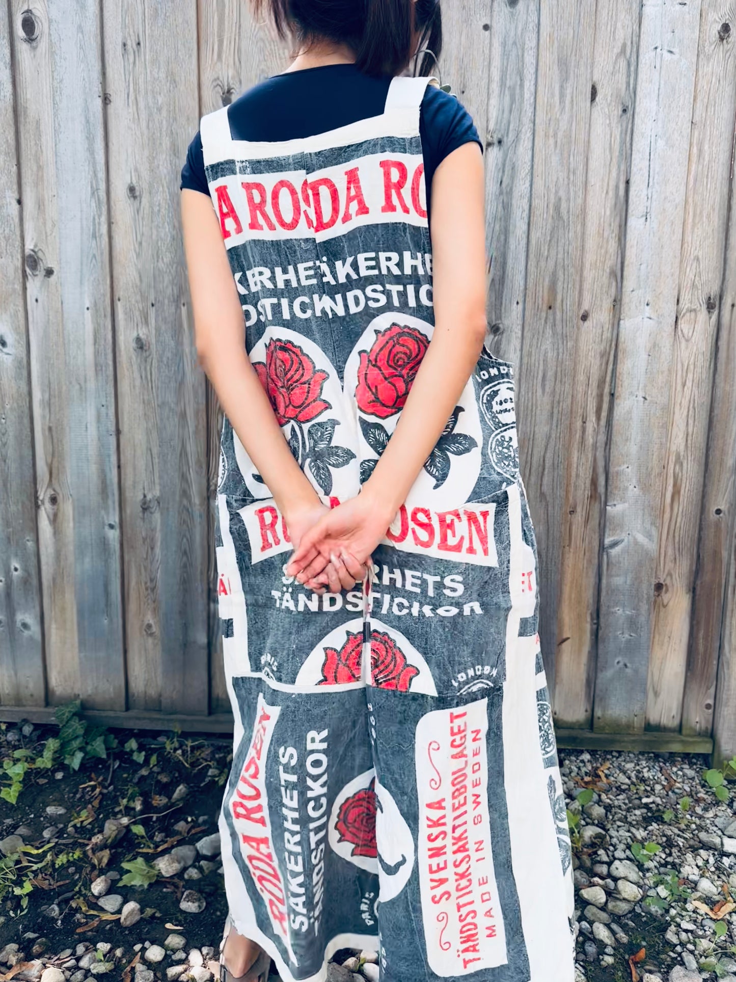 Vintage Rose Print Washed Cotton Overalls – Oversized