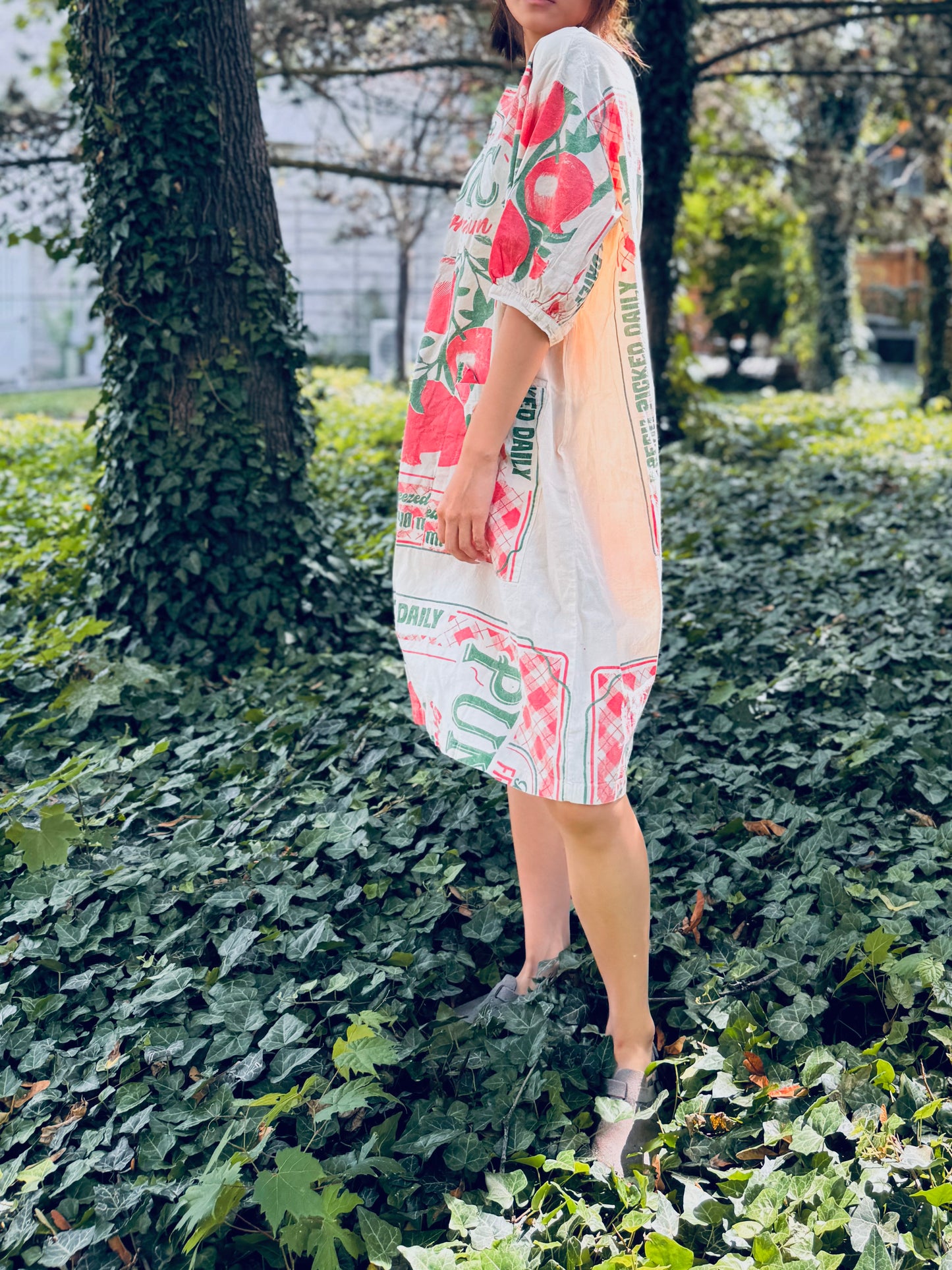 Vintage Pomegranate Print Washed Cotton Dress