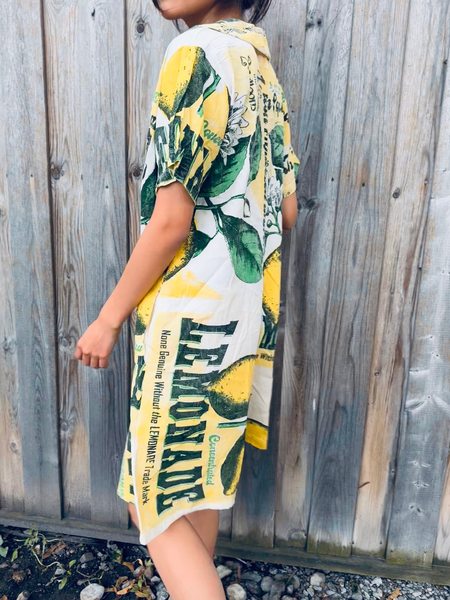Vintage Lemonade Print Washed Cotton Jumpsuit – Fresh & Playful Everyday Wear