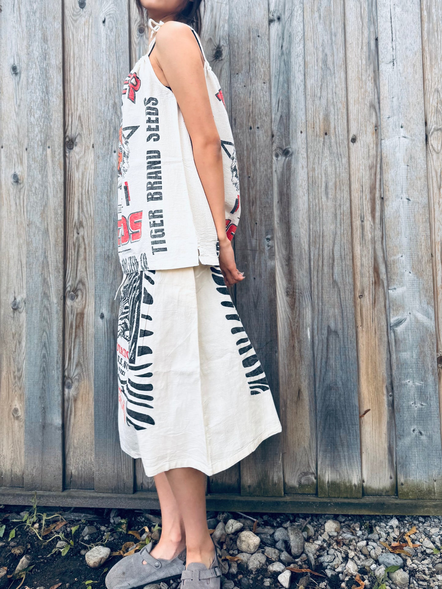 Zebra Potato Sack Midi Skirt – Reworked Vintage Style |