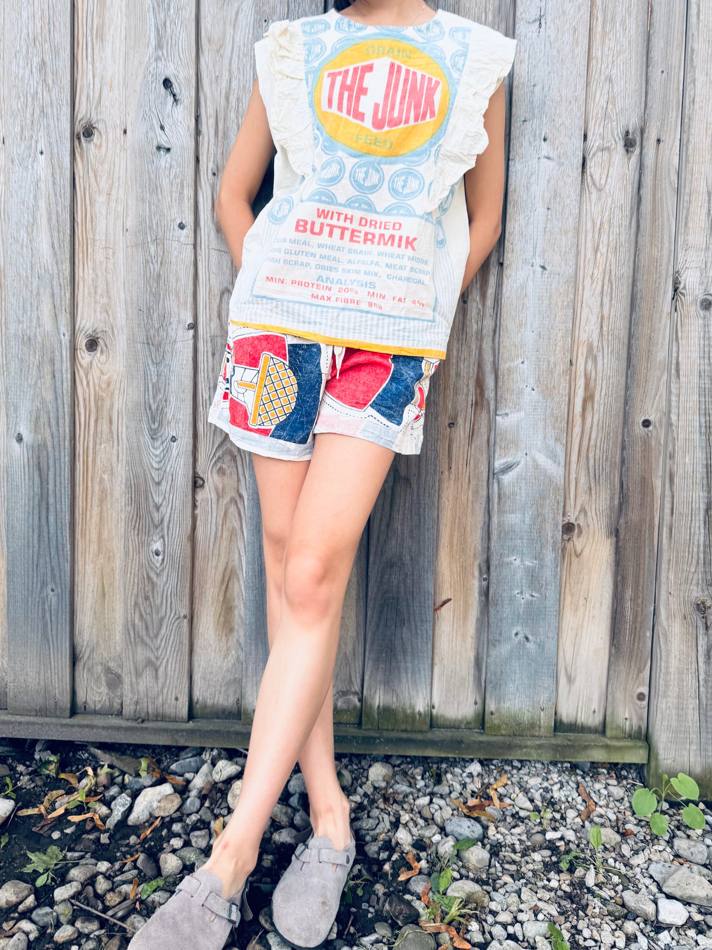 “Junk Feed” Upcycled Ruffle Blouse – Limited Edition