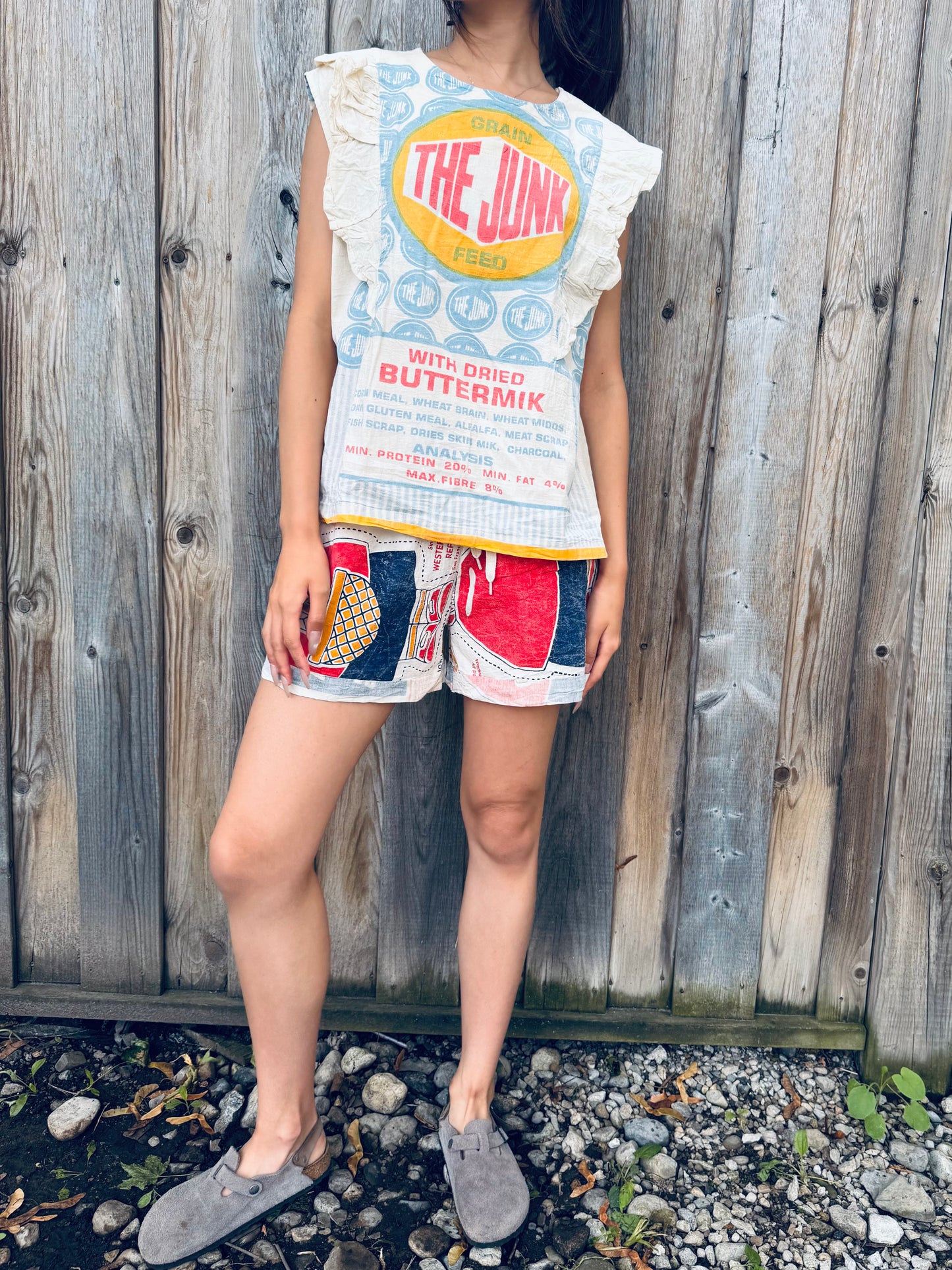 “Junk Feed” Upcycled Ruffle Blouse – Limited Edition