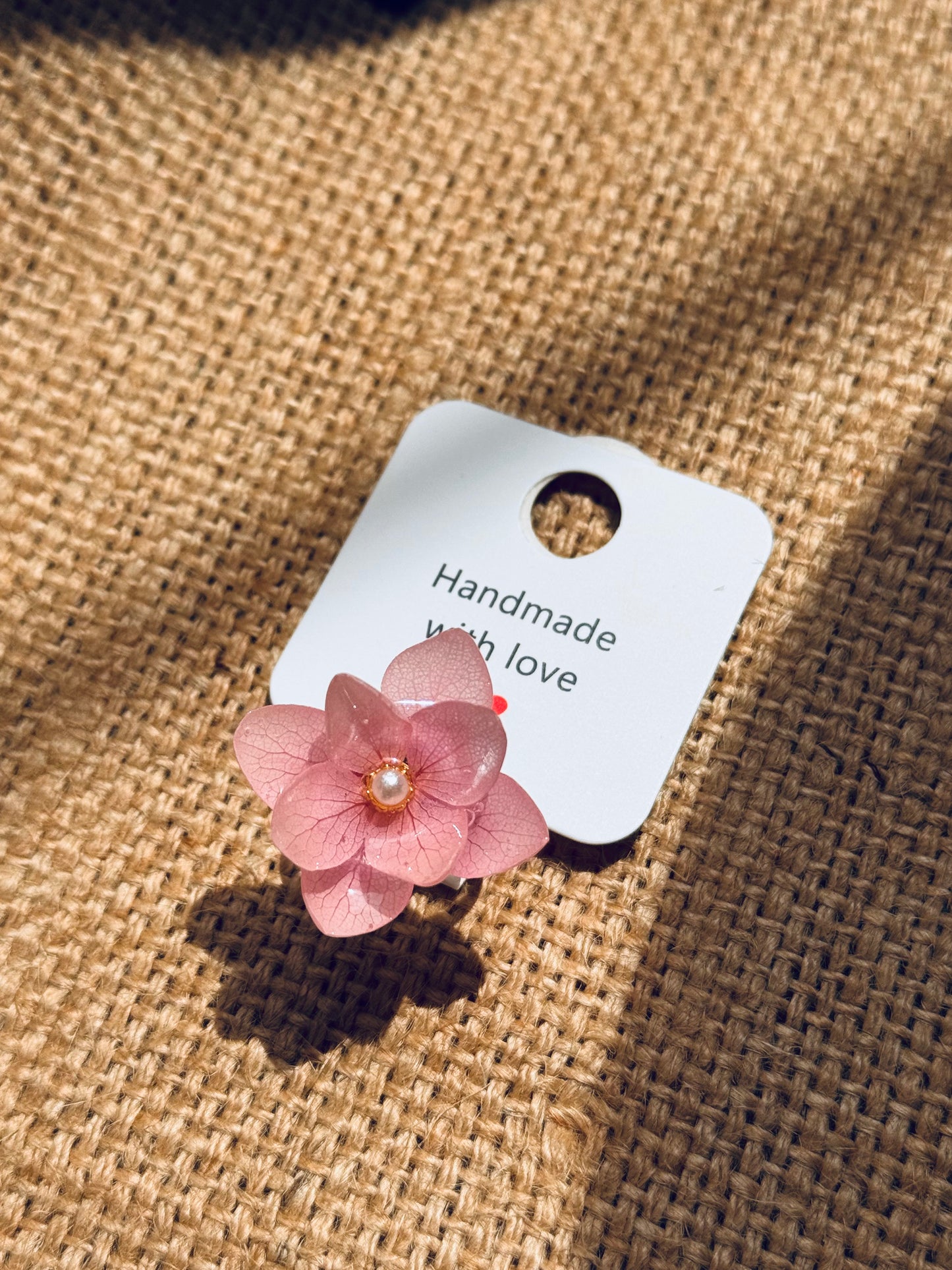 Real Dried Hydrangea Adjustable Ring – 14K Gold‑Filled
