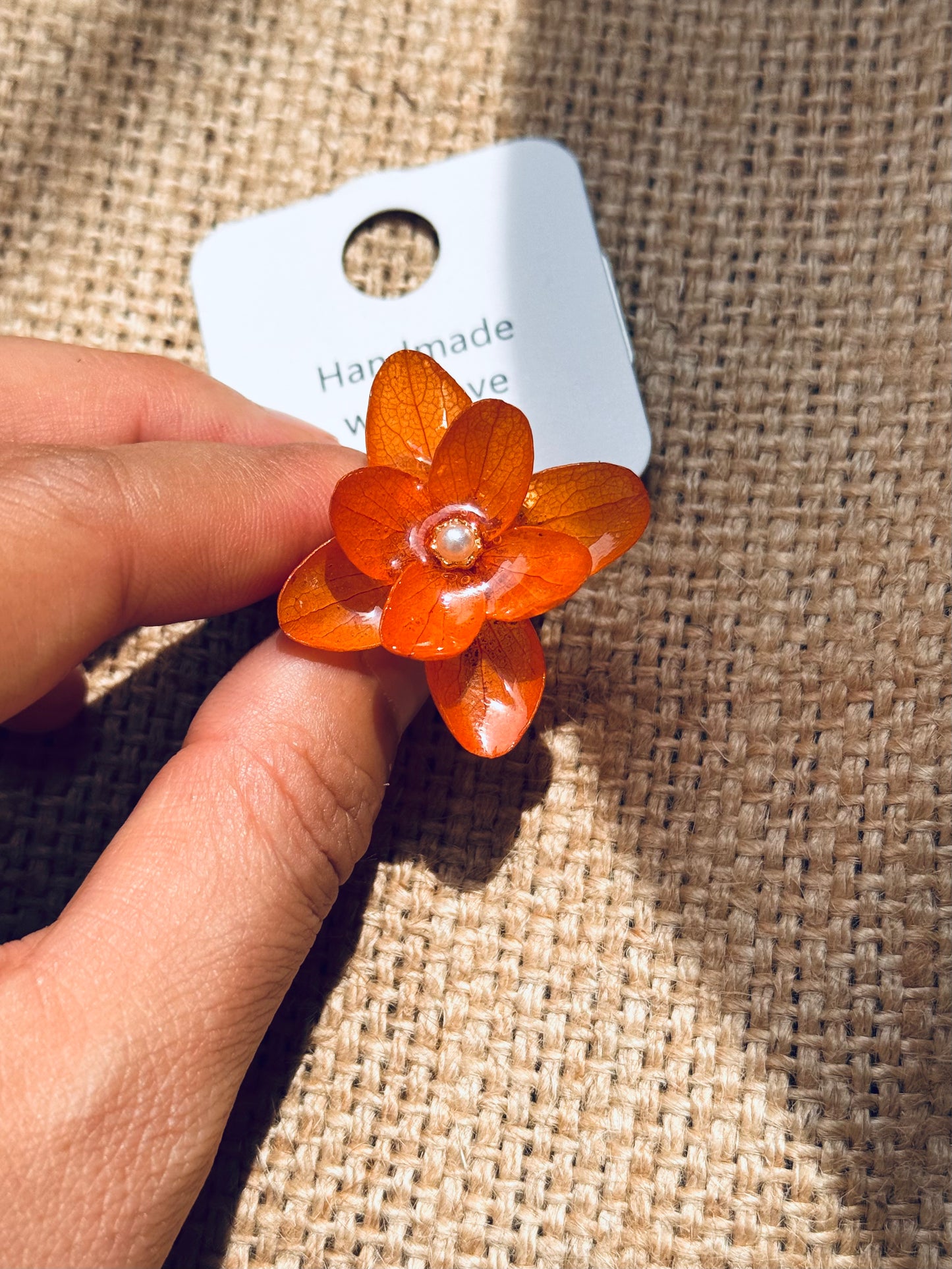 Real Dried Hydrangea Adjustable Ring – 14K Gold‑Filled