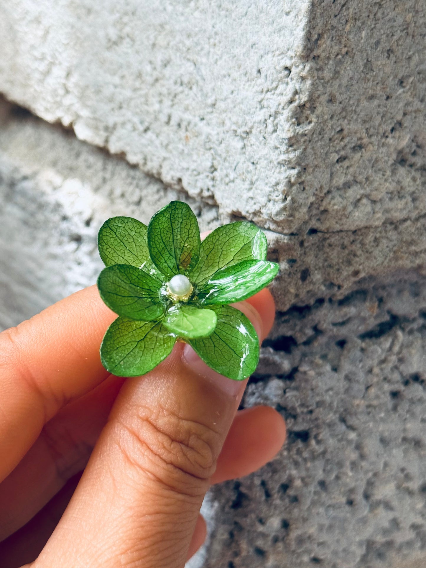 Real Dried Hydrangea Adjustable Ring – 14K Gold‑Filled