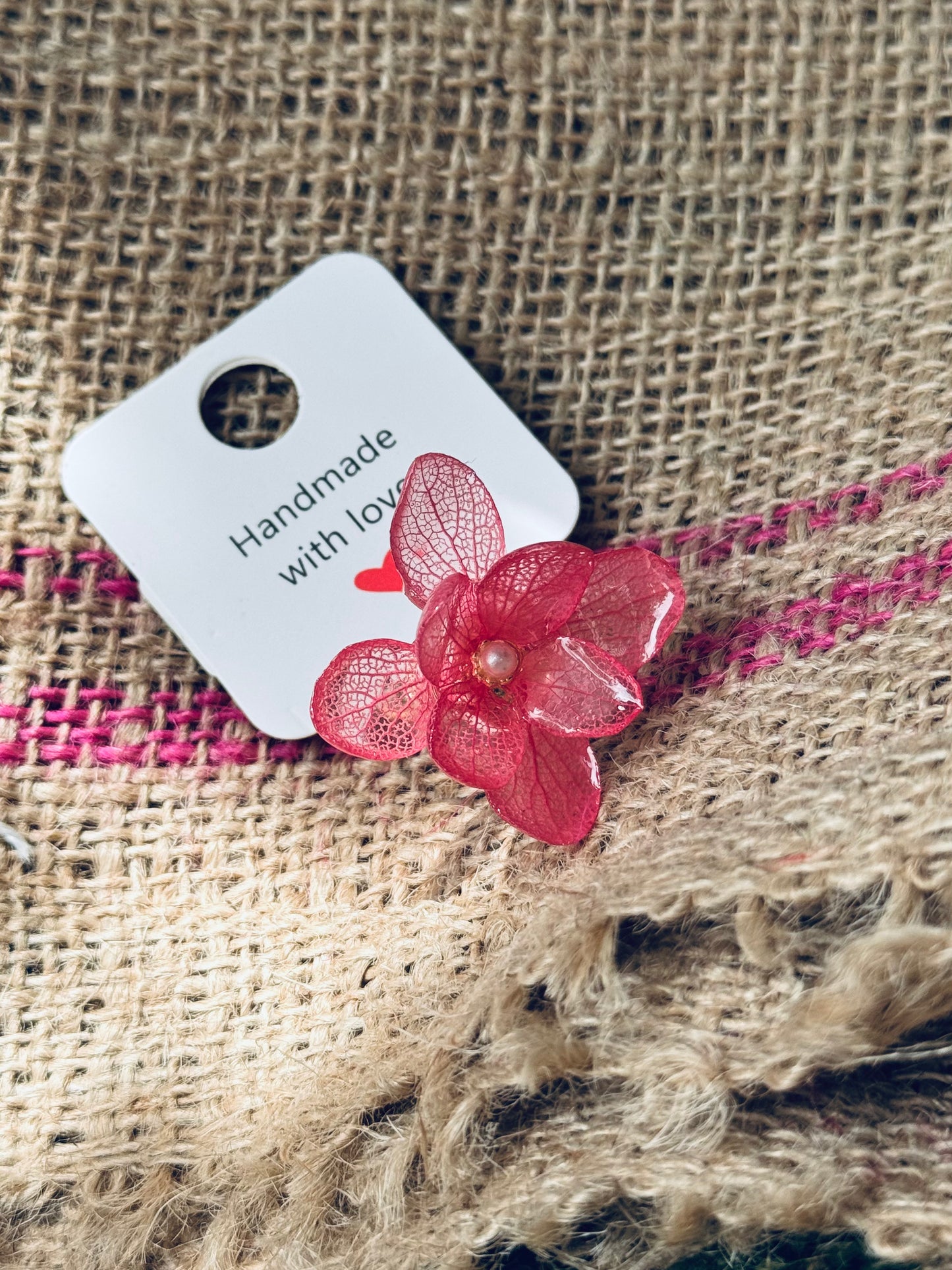Real Dried Hydrangea Adjustable Ring – 14K Gold‑Filled