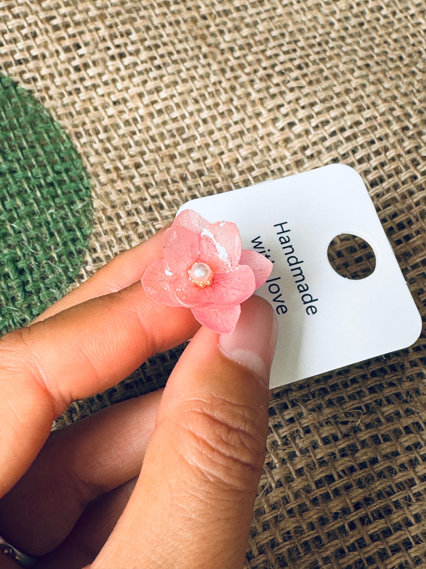 Real Dried Hydrangea Adjustable Ring – 14K Gold‑Filled