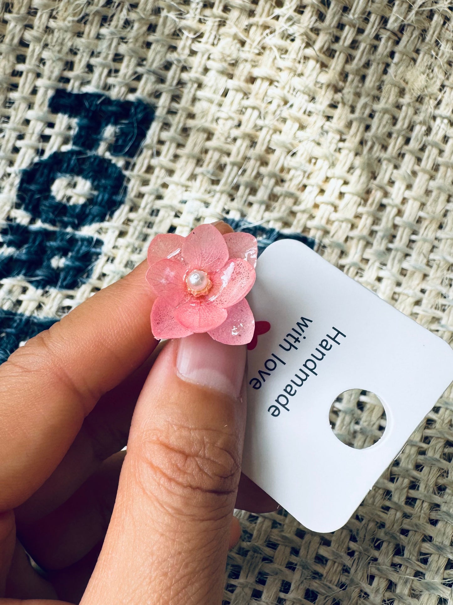 Real Dried Hydrangea Adjustable Ring – 14K Gold‑Filled