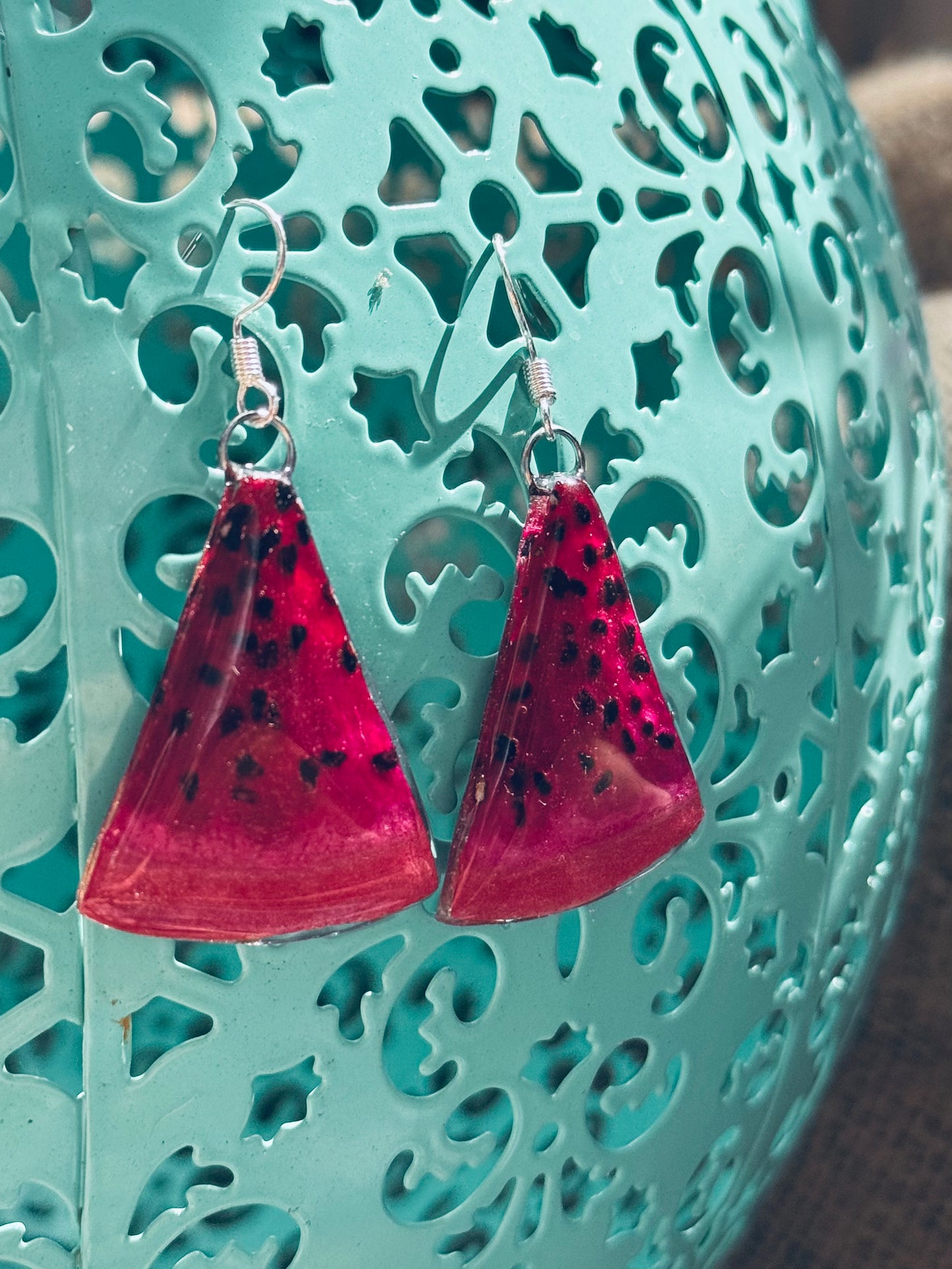 Real Purple Dragon Fruit Slice Earrings – Sterling Silver Hooks