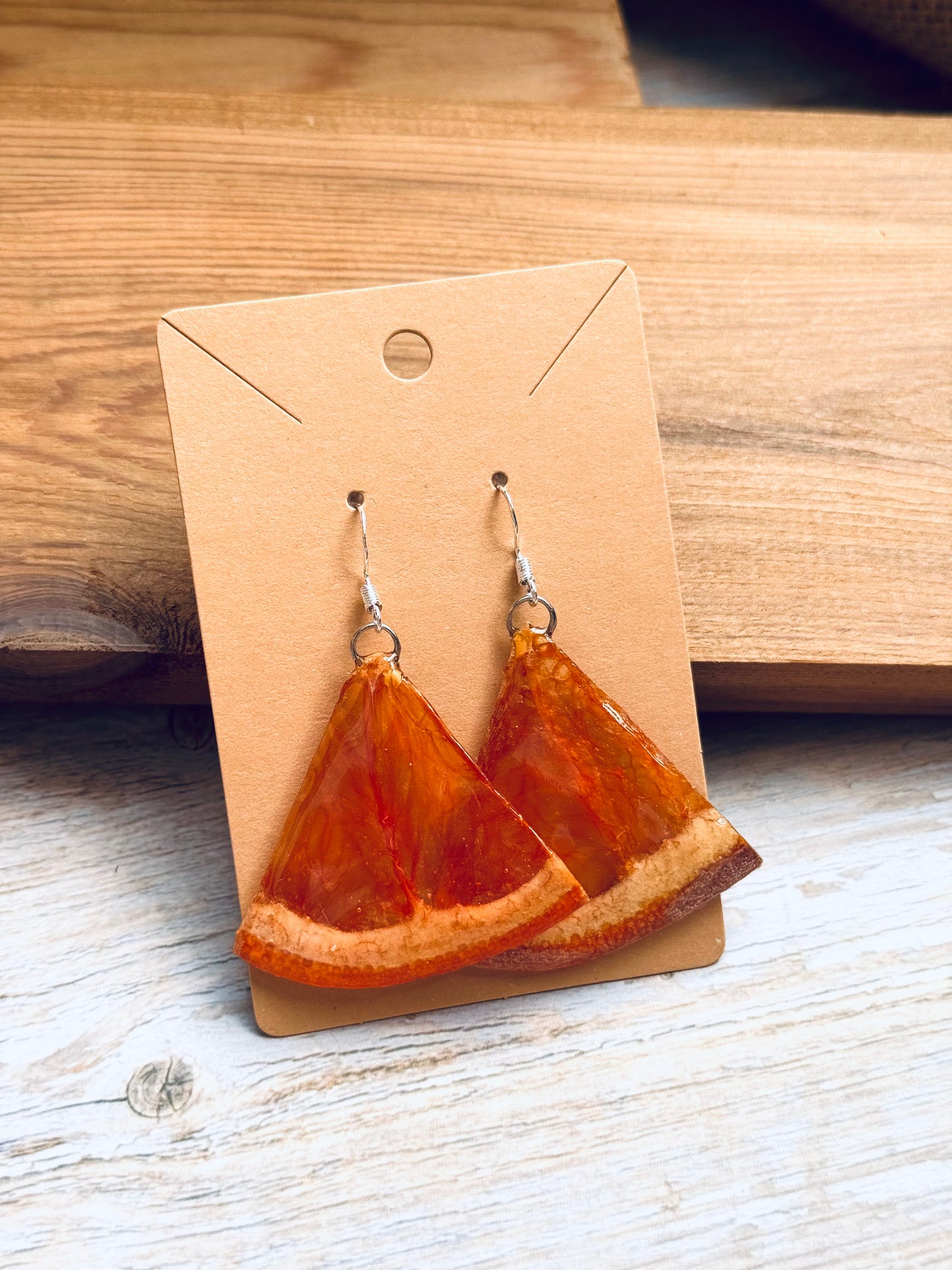 Real Blood Orange Slice Earrings