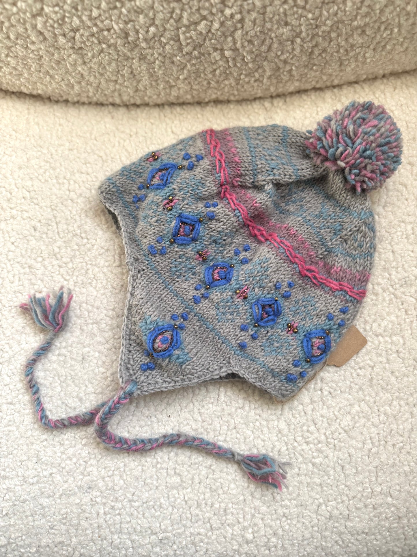 🧡 “Snow Carnival” Wool Earflap Hat(4 Options) – Handmade in Nepal 🇳🇵