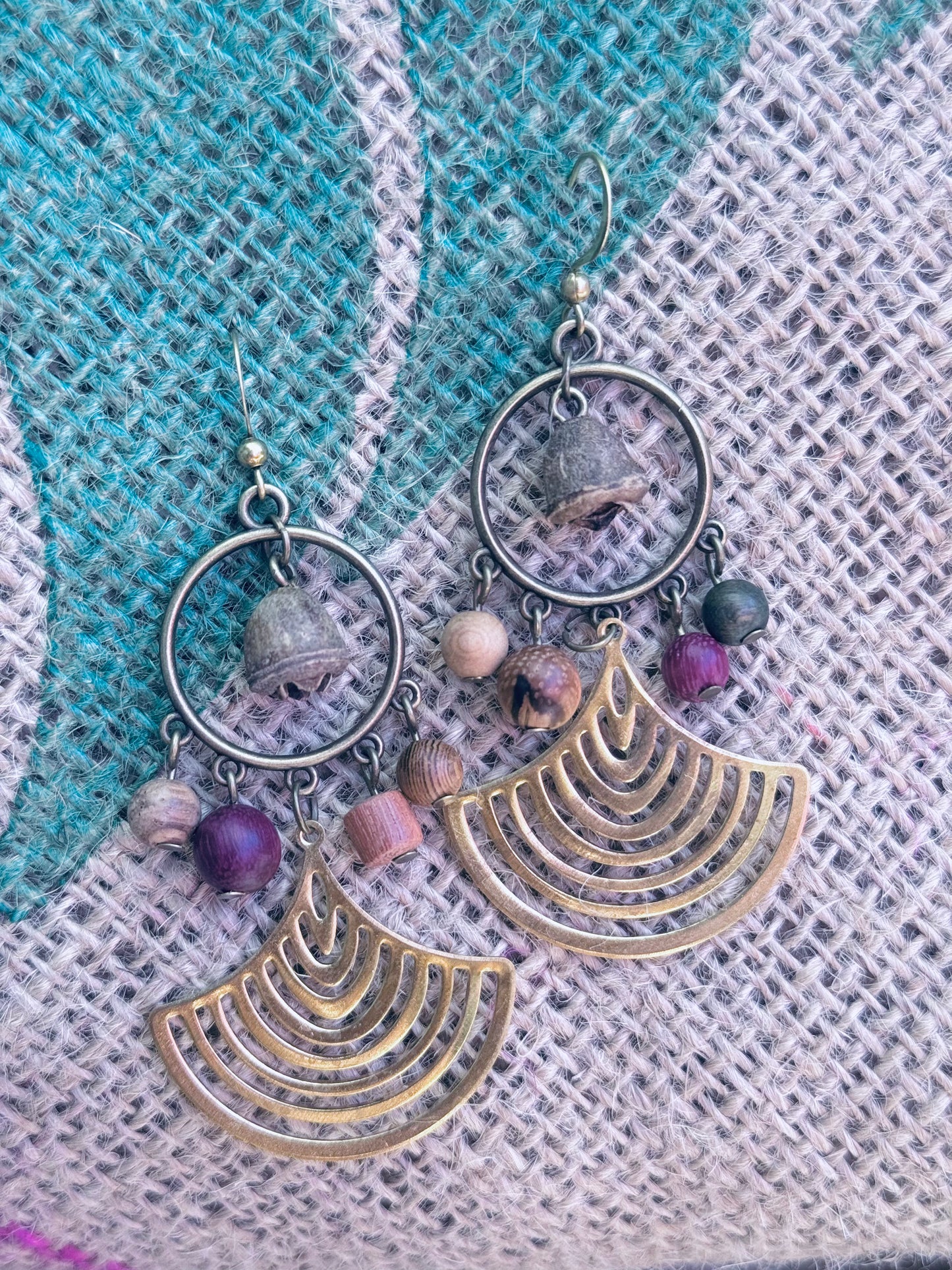 “Earth Harmony” Earrings – Sandalwood & Bell Pods