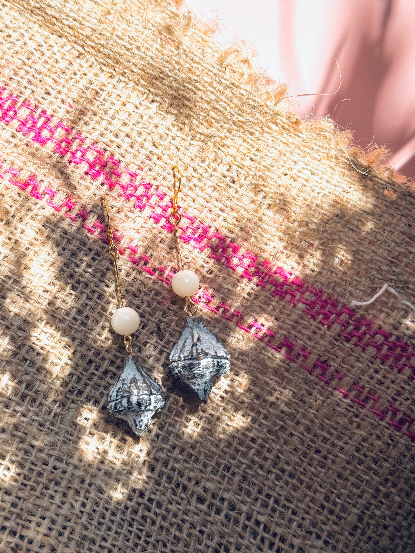 “Serenity Drop” Eucalyptus & White Jade Earrings – 14K Gold-Plated Hooks