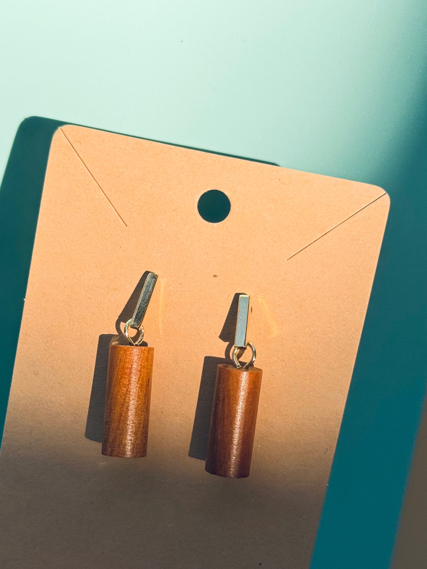 π Blood Dragon Wood Earrings | 14k Gold-Plated Needle