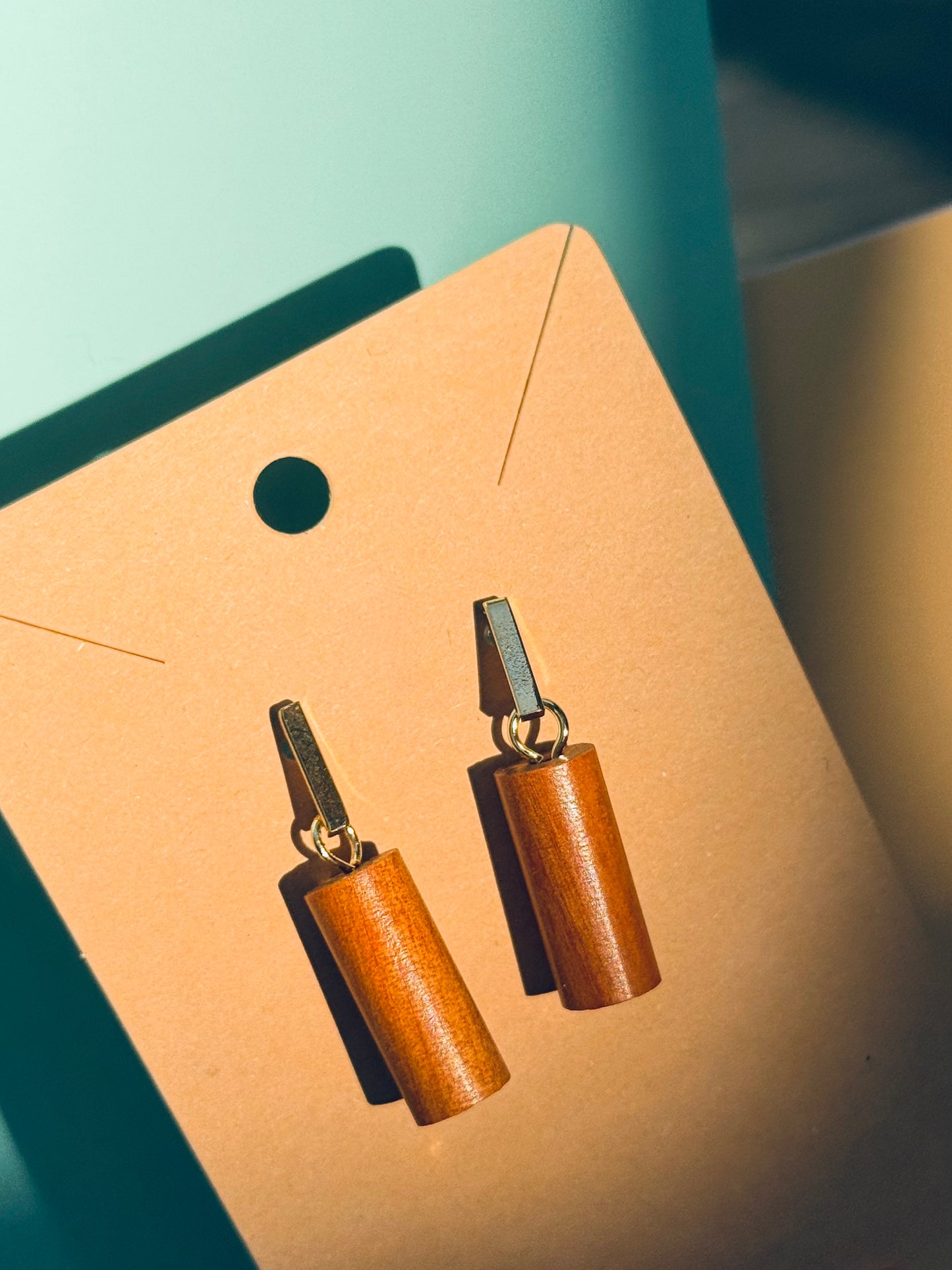 π Blood Dragon Wood Earrings | 14k Gold-Plated Needle