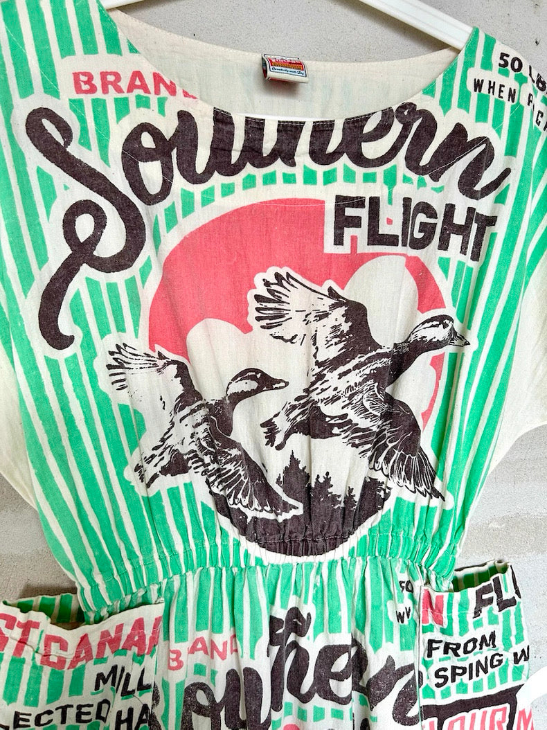 Vintage Thai Cotton Market Dress – Tomato / Southern Flight Print